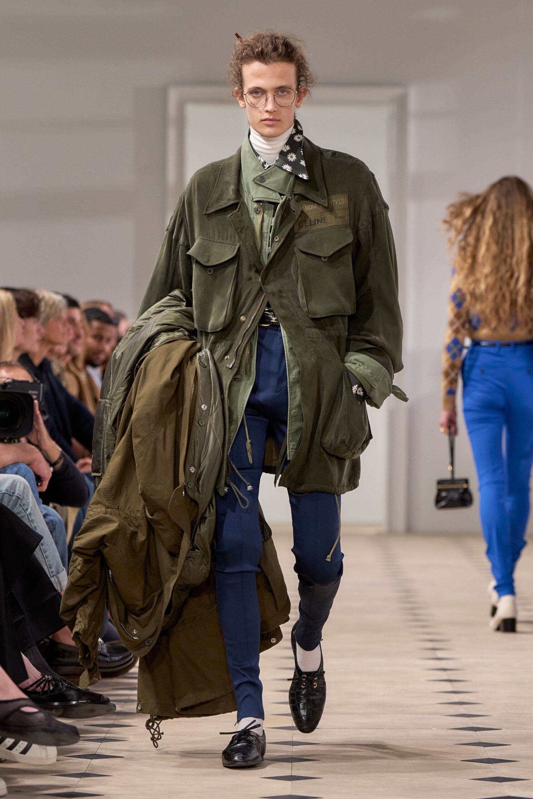 oversized green coat with layered look