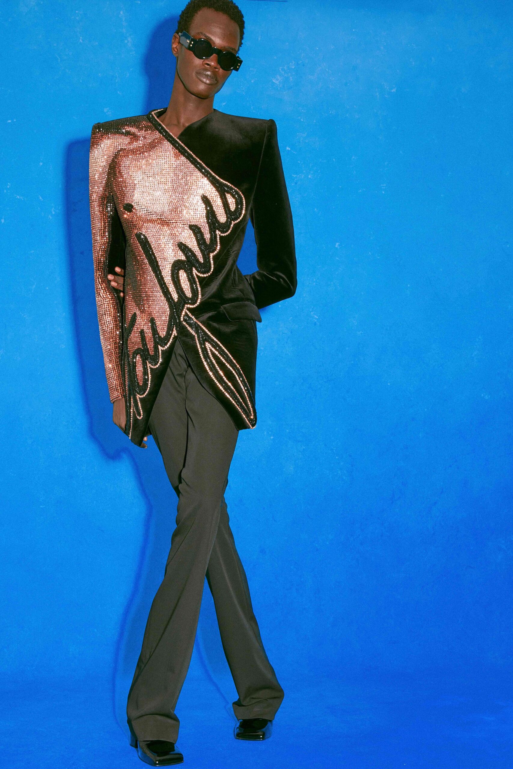 black and gold tailored blazer