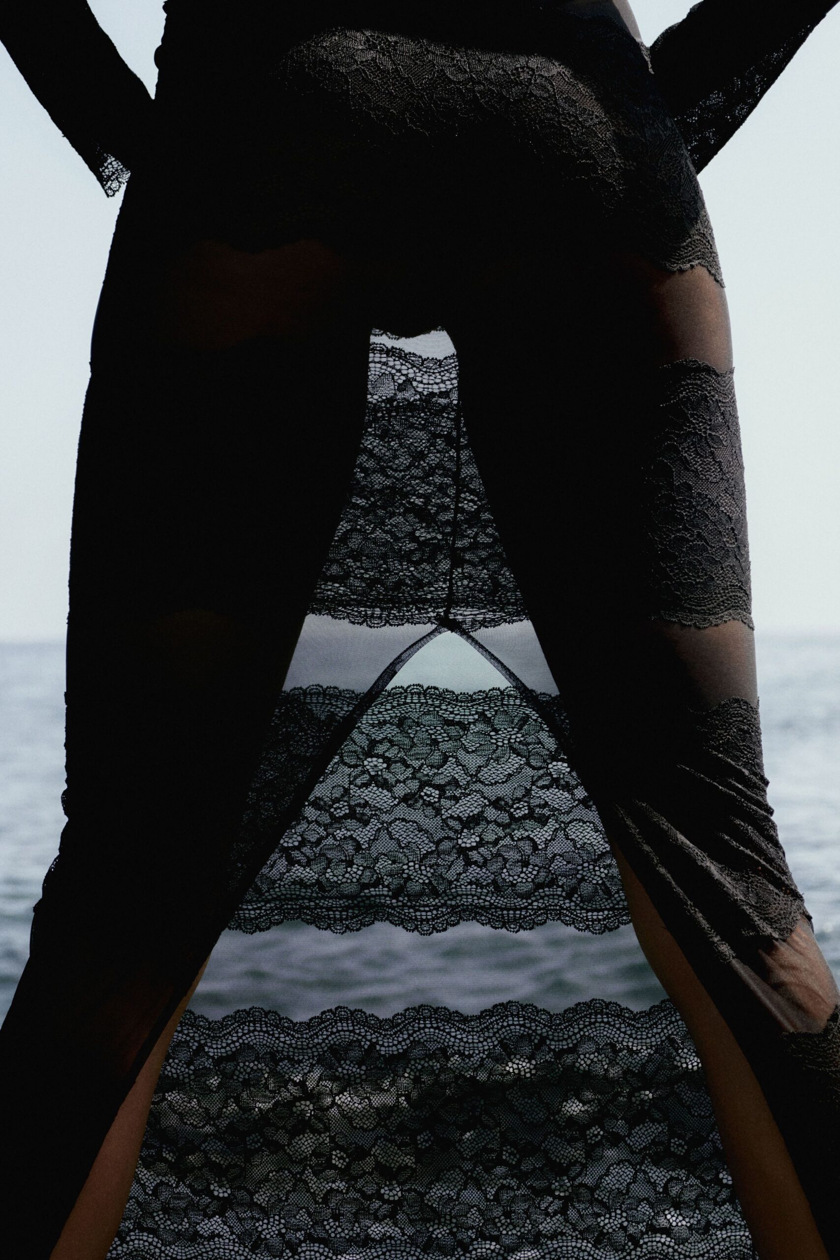 black lace sheer maxi dress