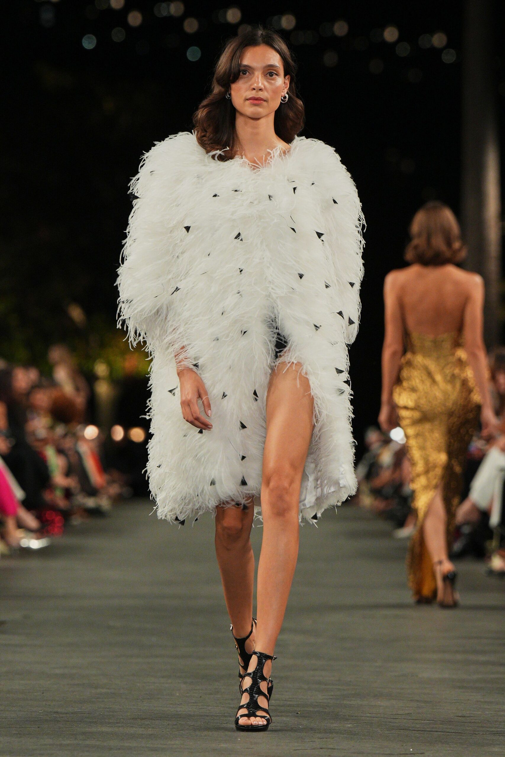 white feather mini dress