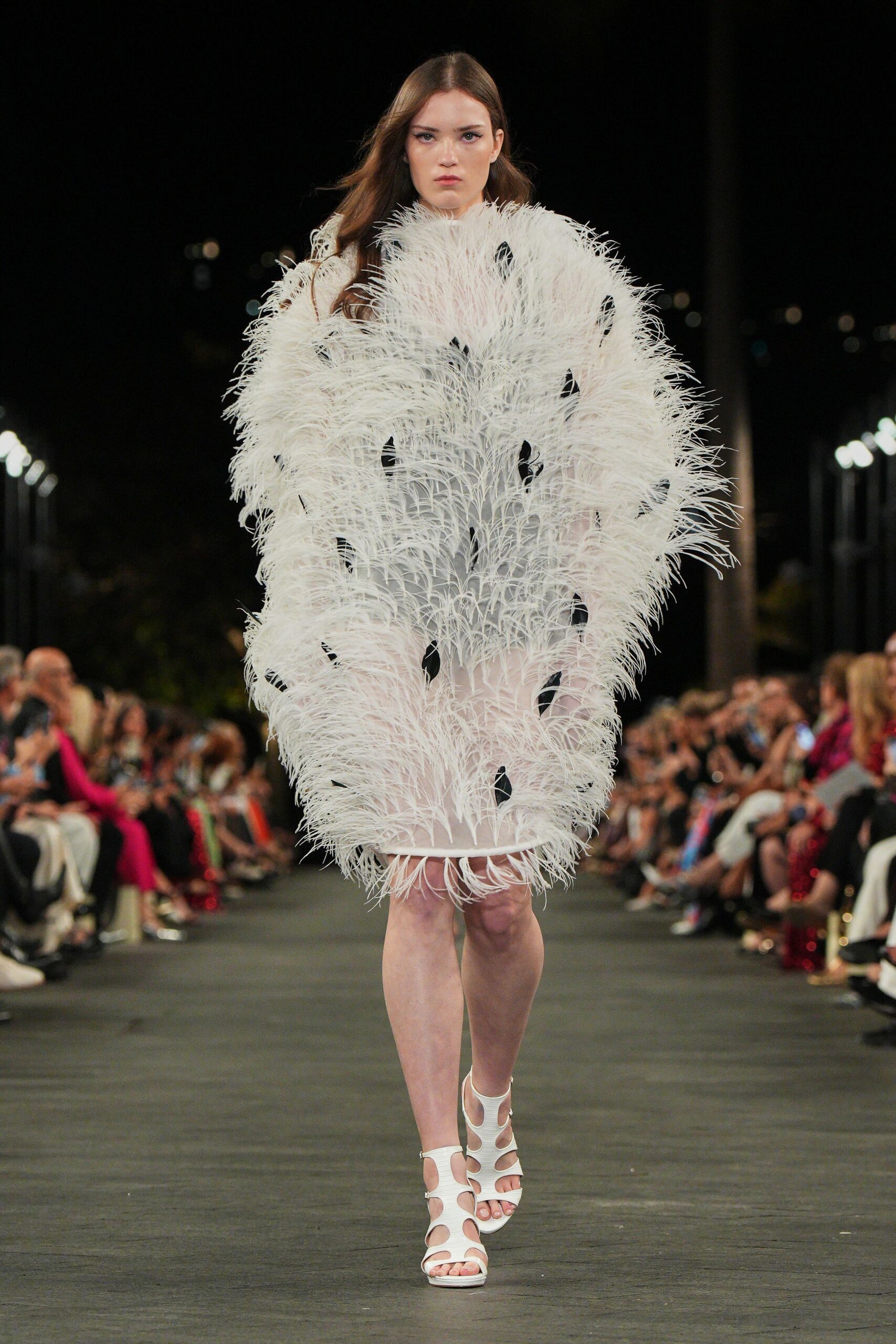 white feather mini dress