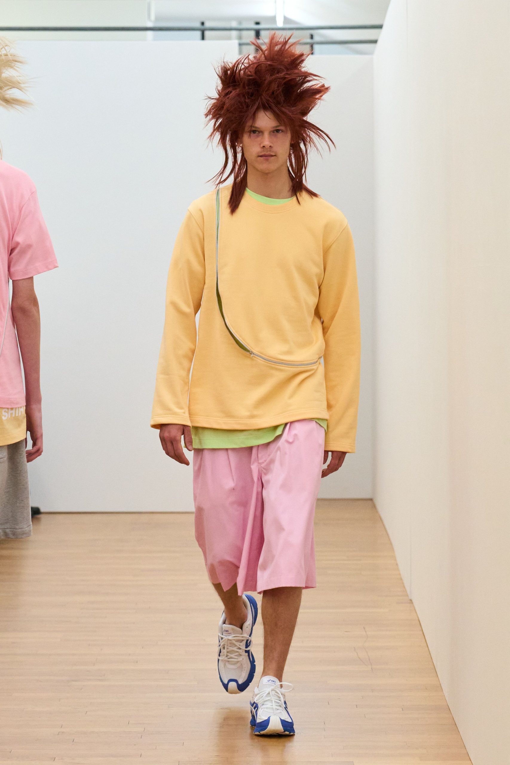 yellow relaxed top with pink shorts