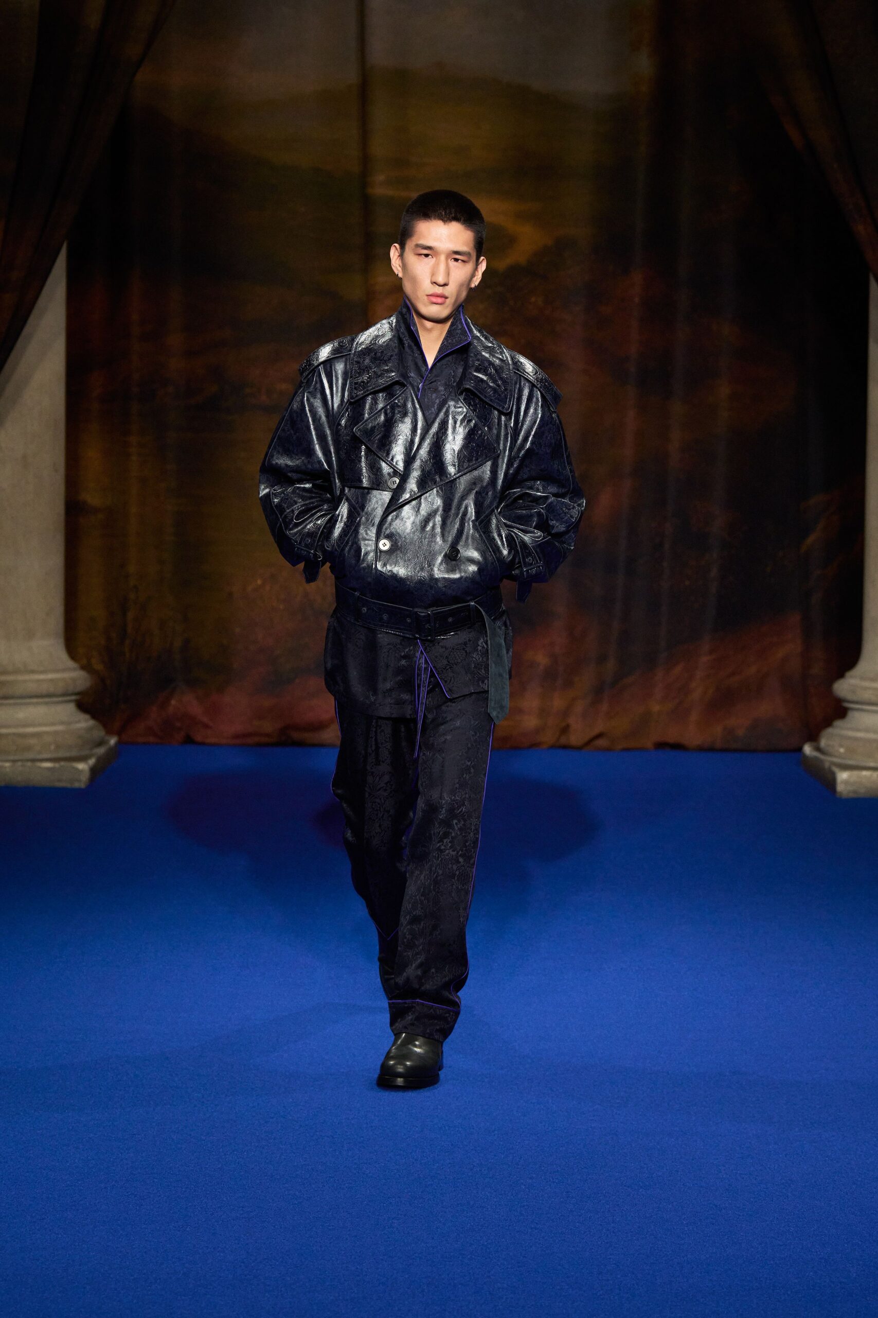 black leather jacket and pants
