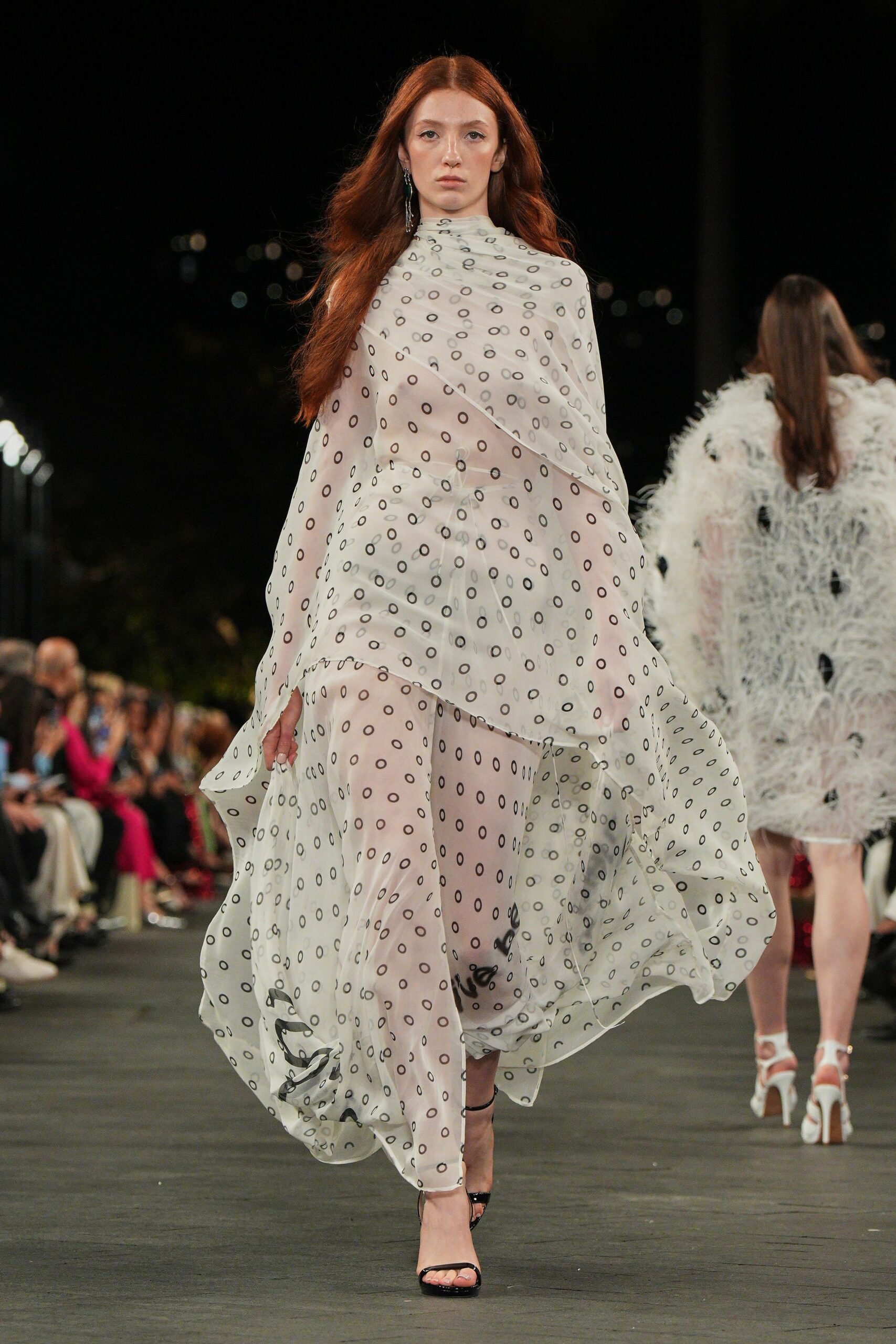 sheer printed maxi dress