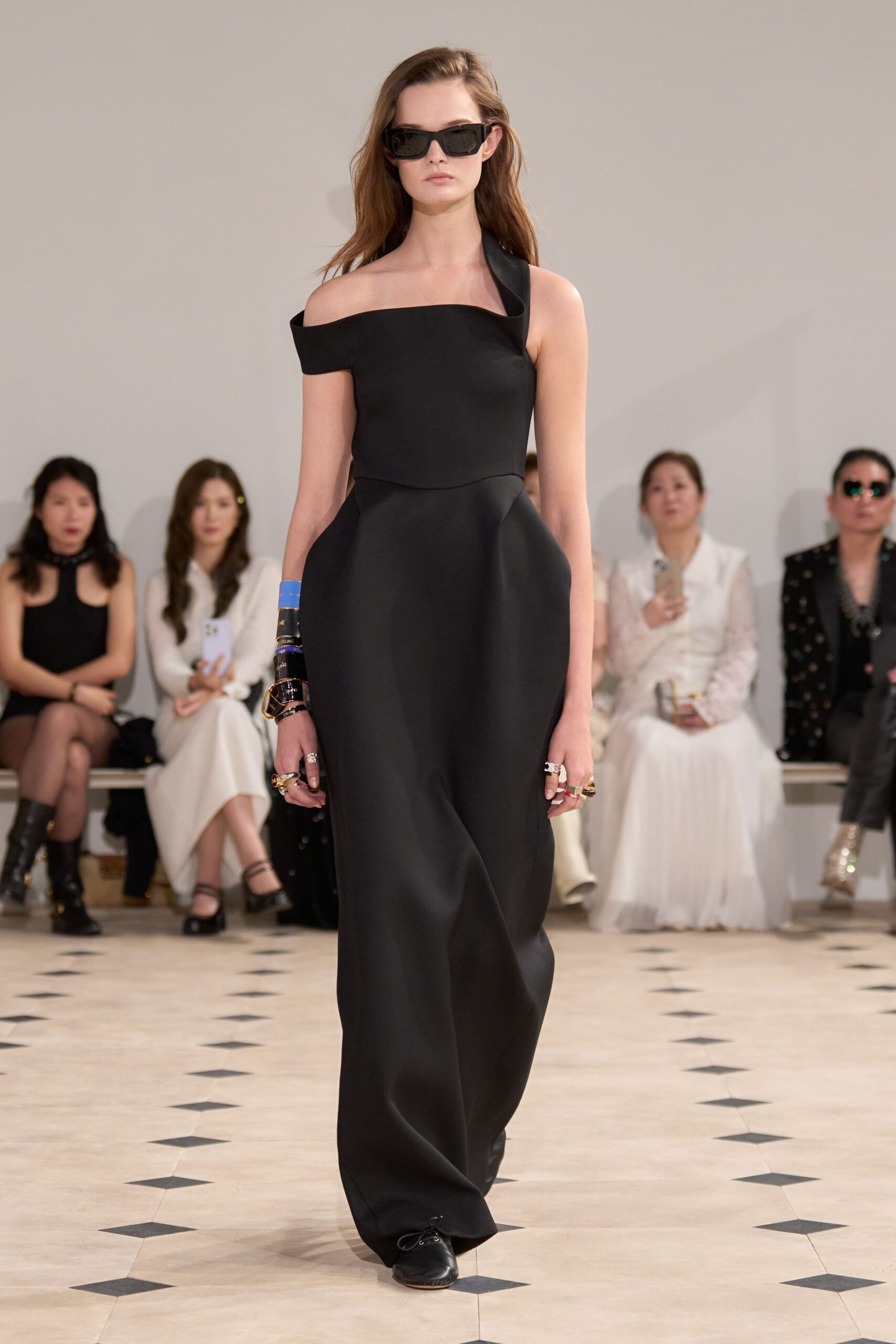 black off-shoulder gown