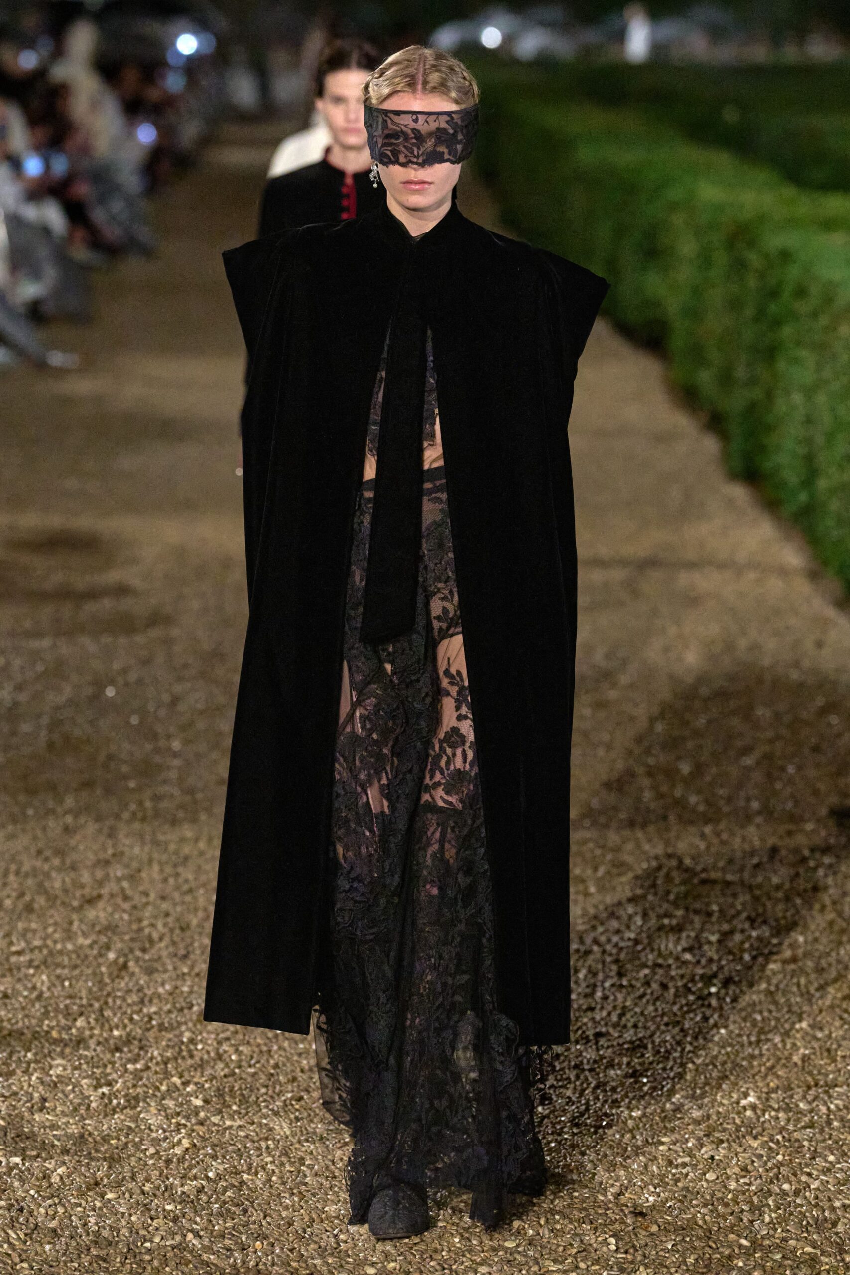 black velvet cape and lace dress
