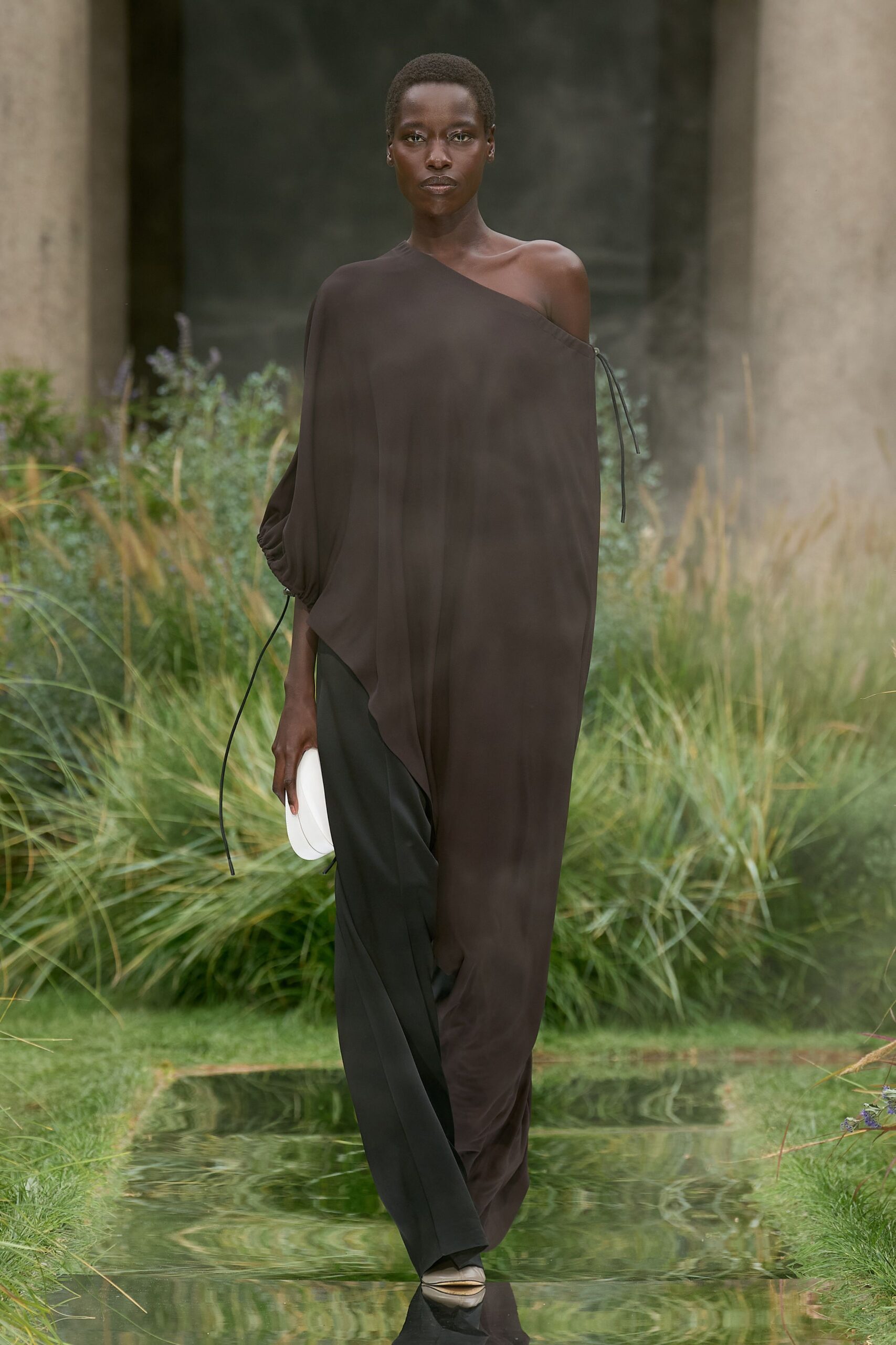 black silk asymmetric dress