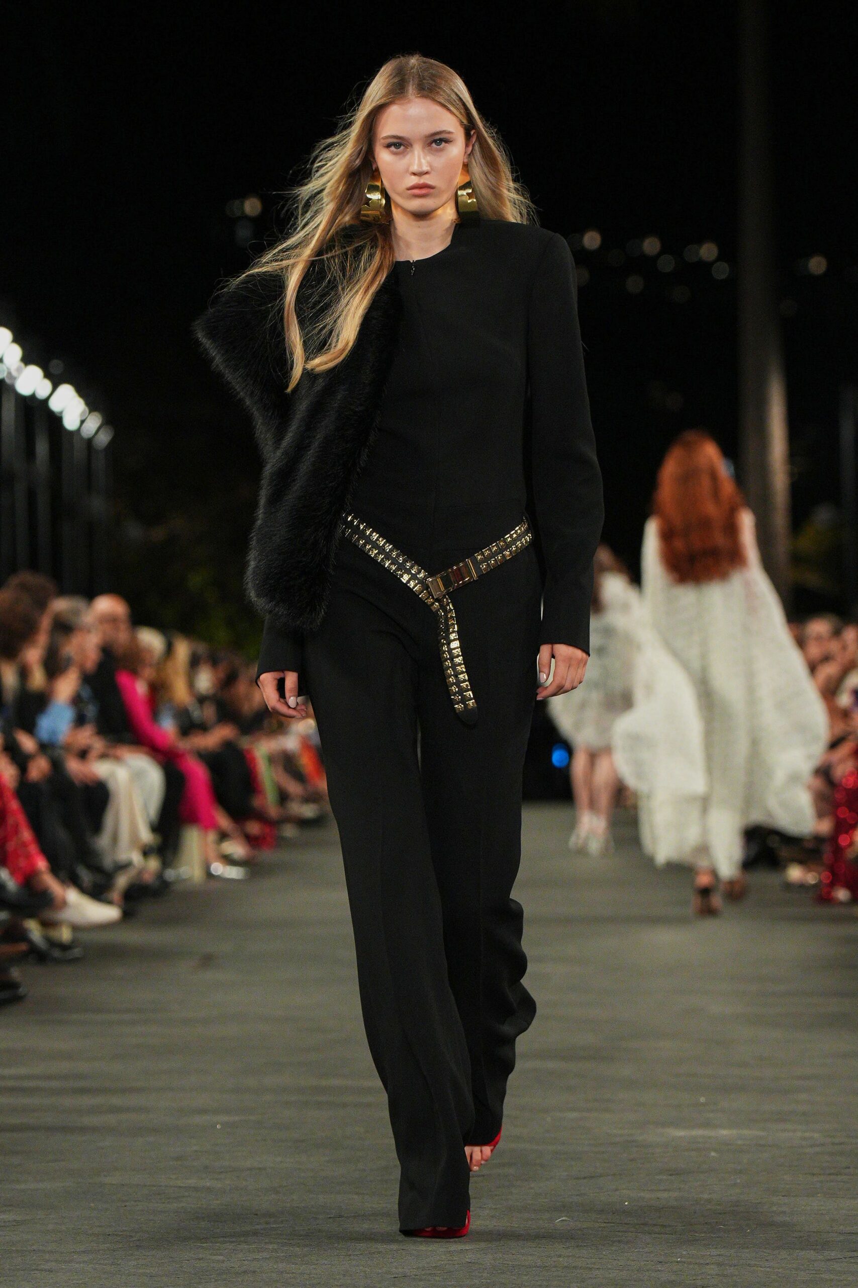 black tailored jumpsuit with belt