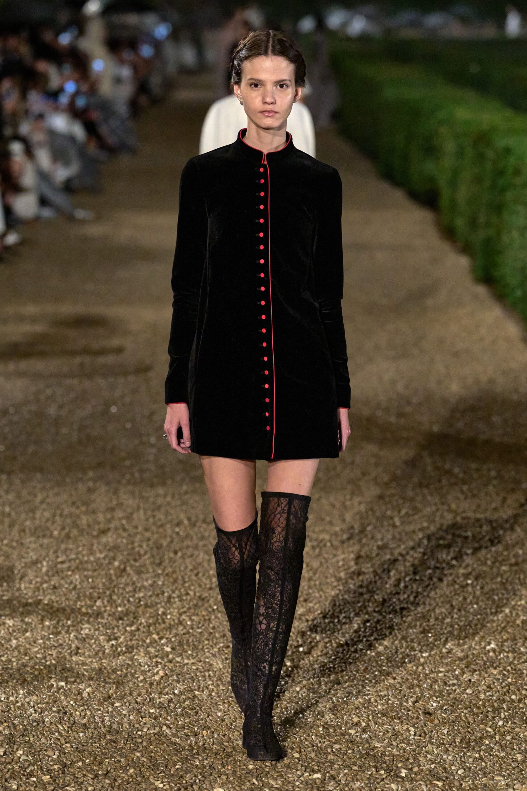 black velvet mini dress with boots