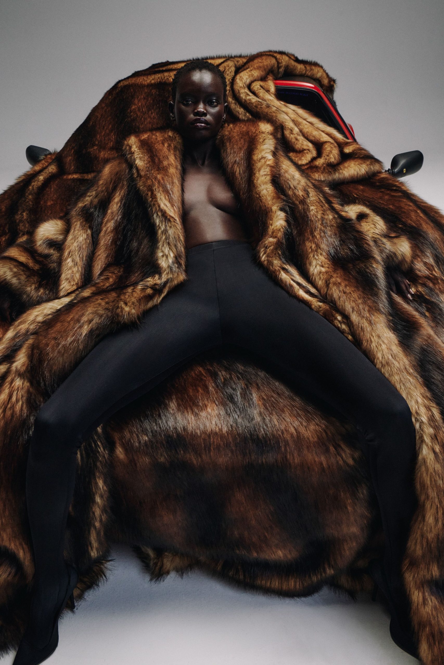 brown fur oversized coat