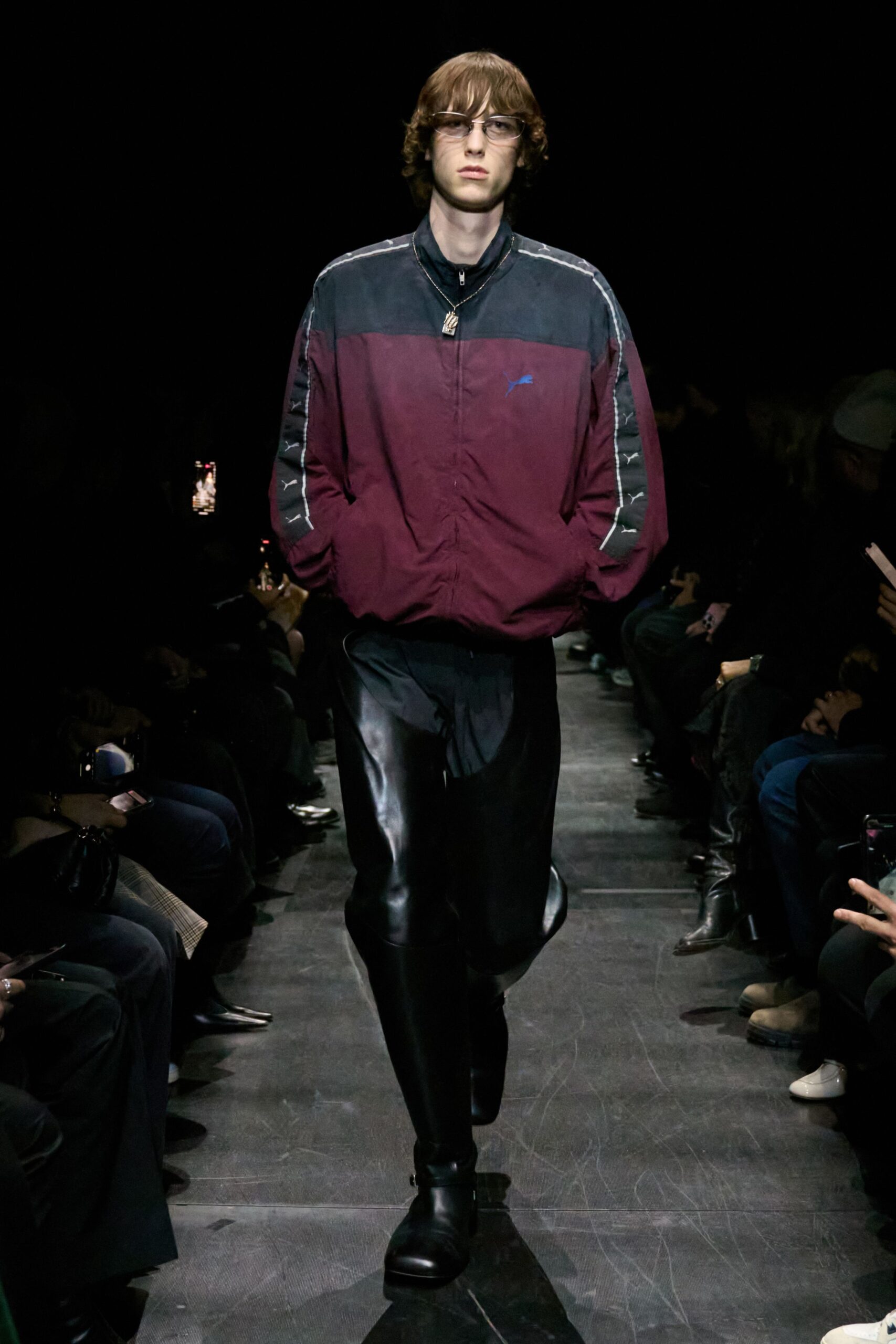 maroon cotton long-sleeve collared relaxed zippered jacket