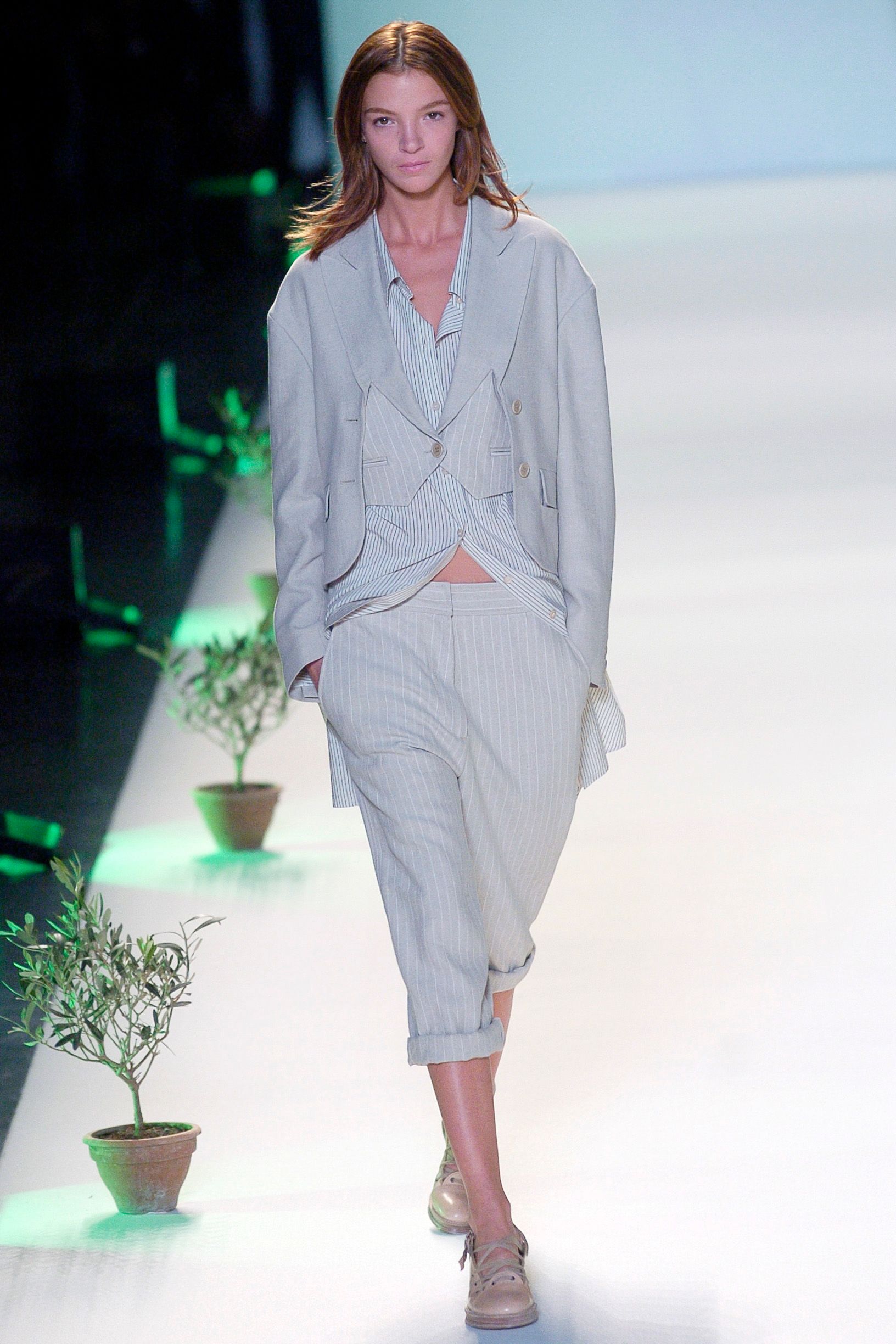cropped pinstripe waistcoat