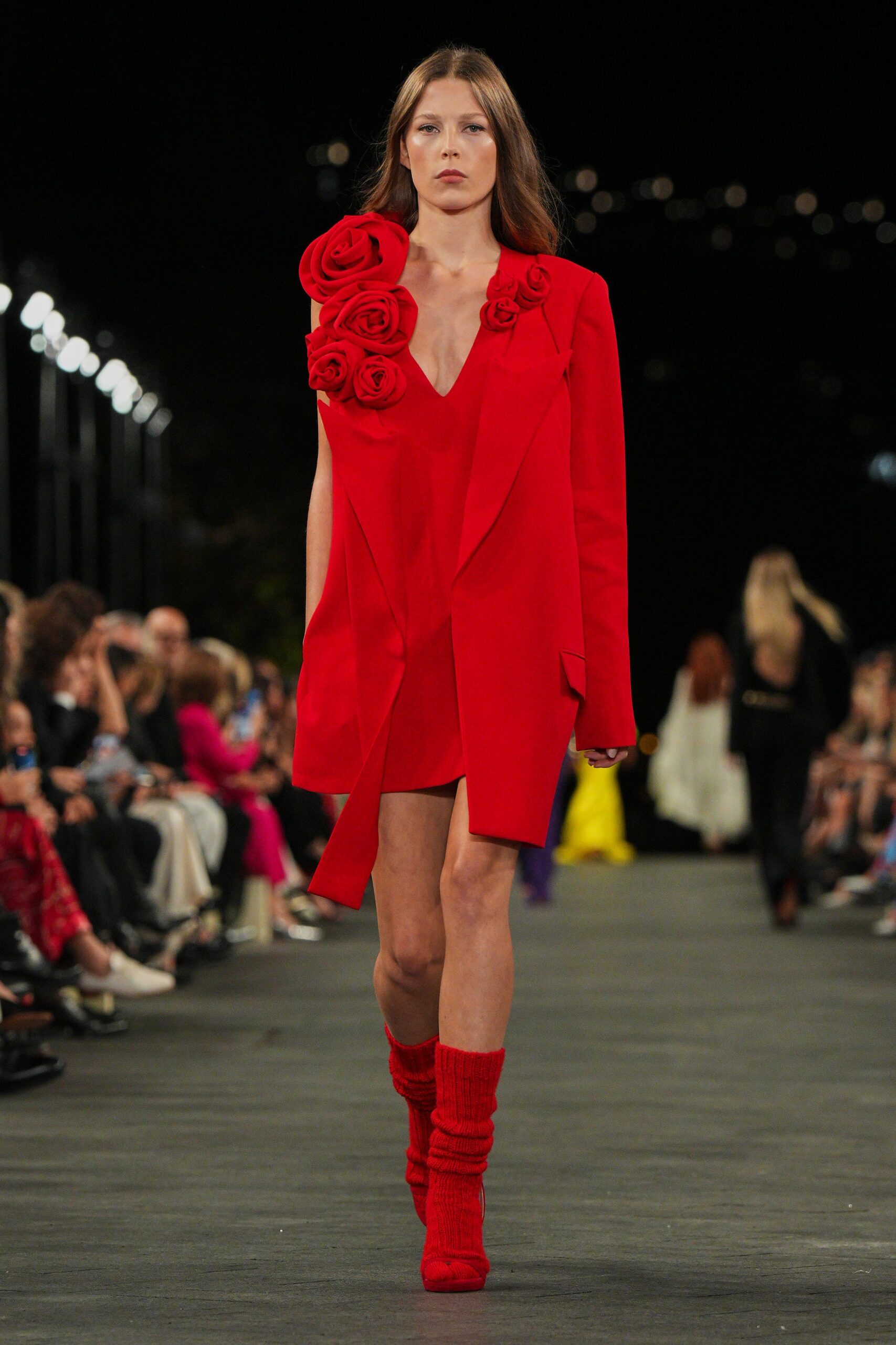 red mini dress with boots