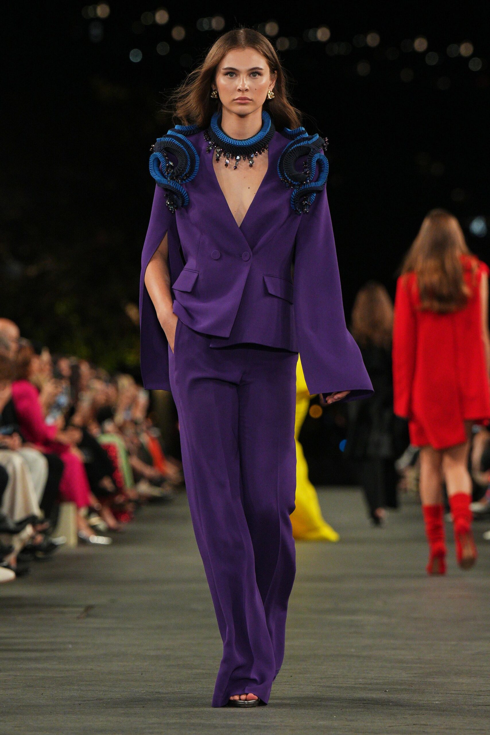 purple blazer and pants