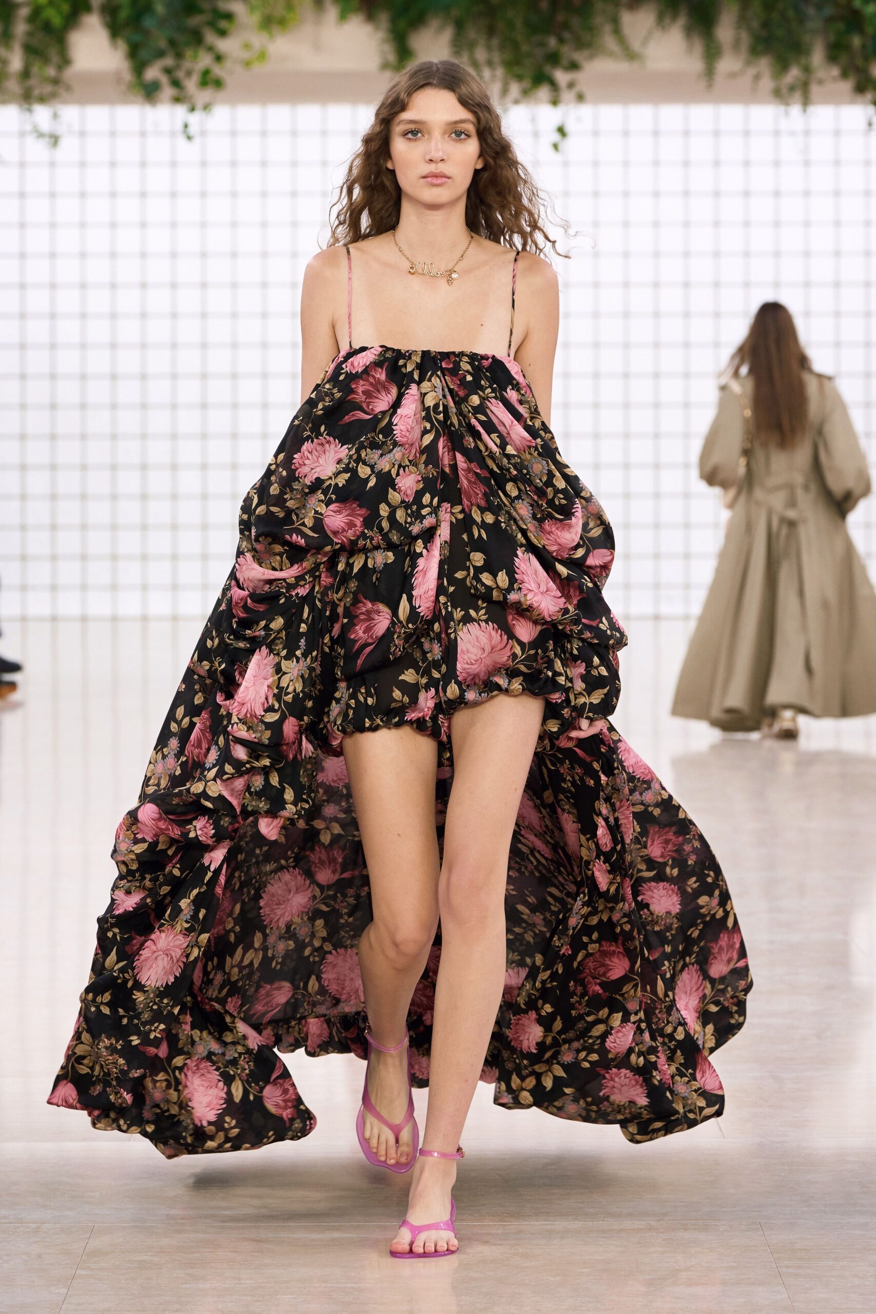 black cotton sleeveless v-neck relaxed floral flared dress