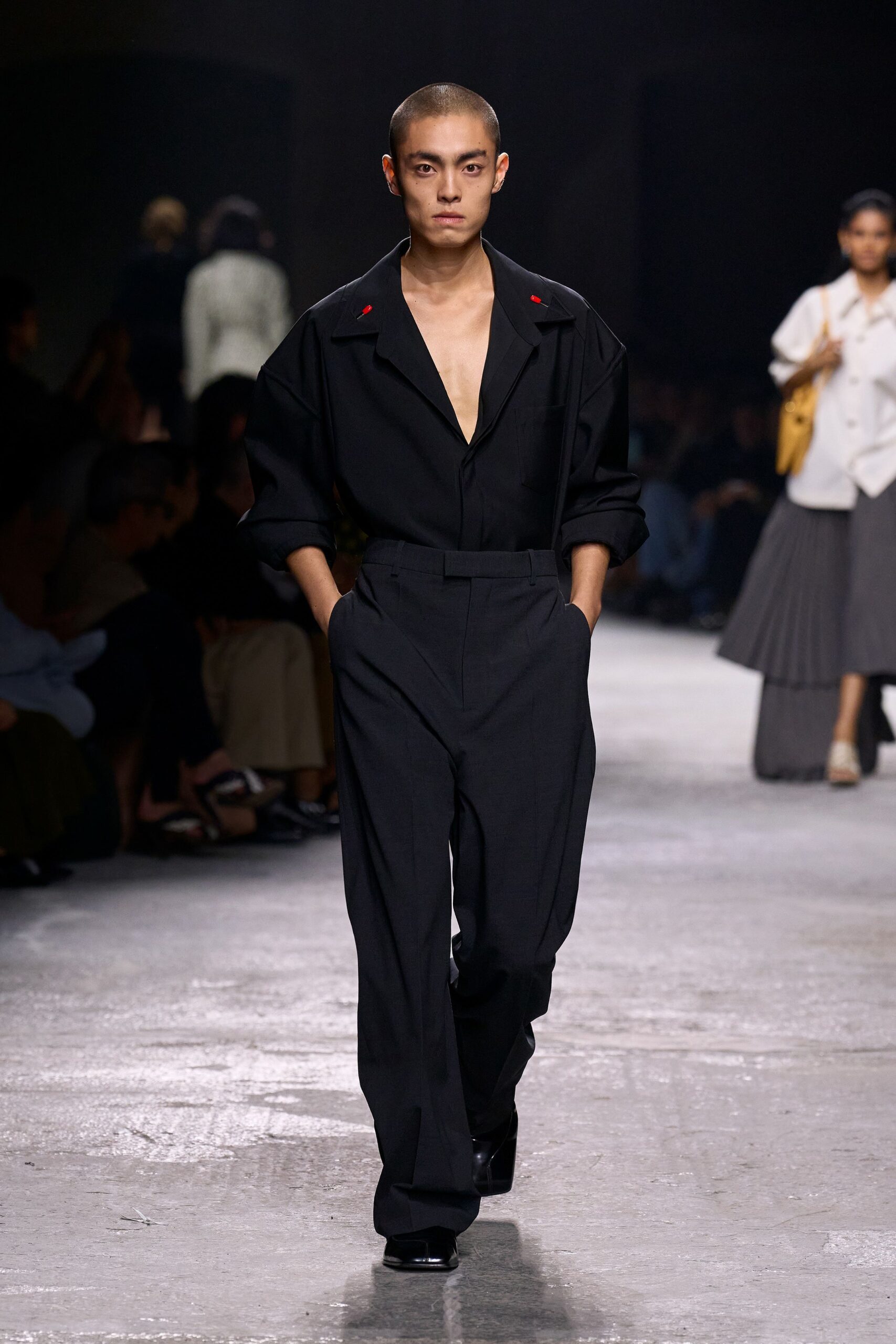 black relaxed shirt tailored pants