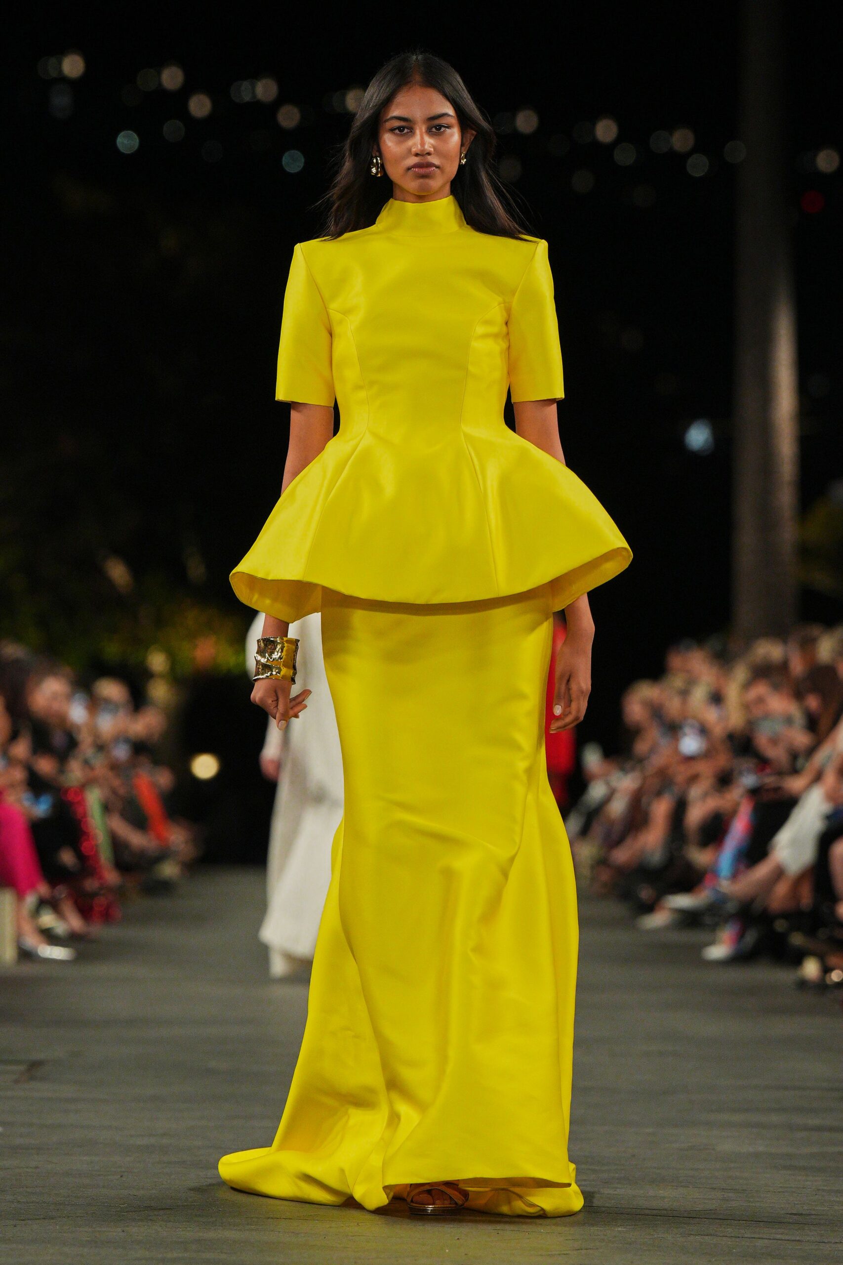 yellow layered maxi dress