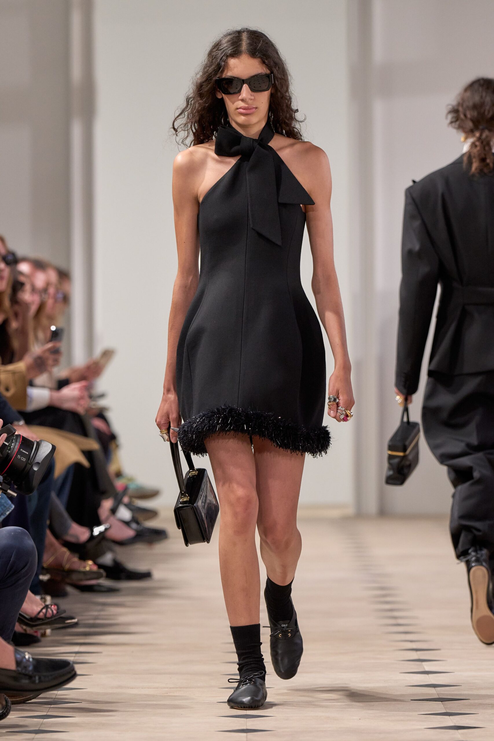 black halter mini dress