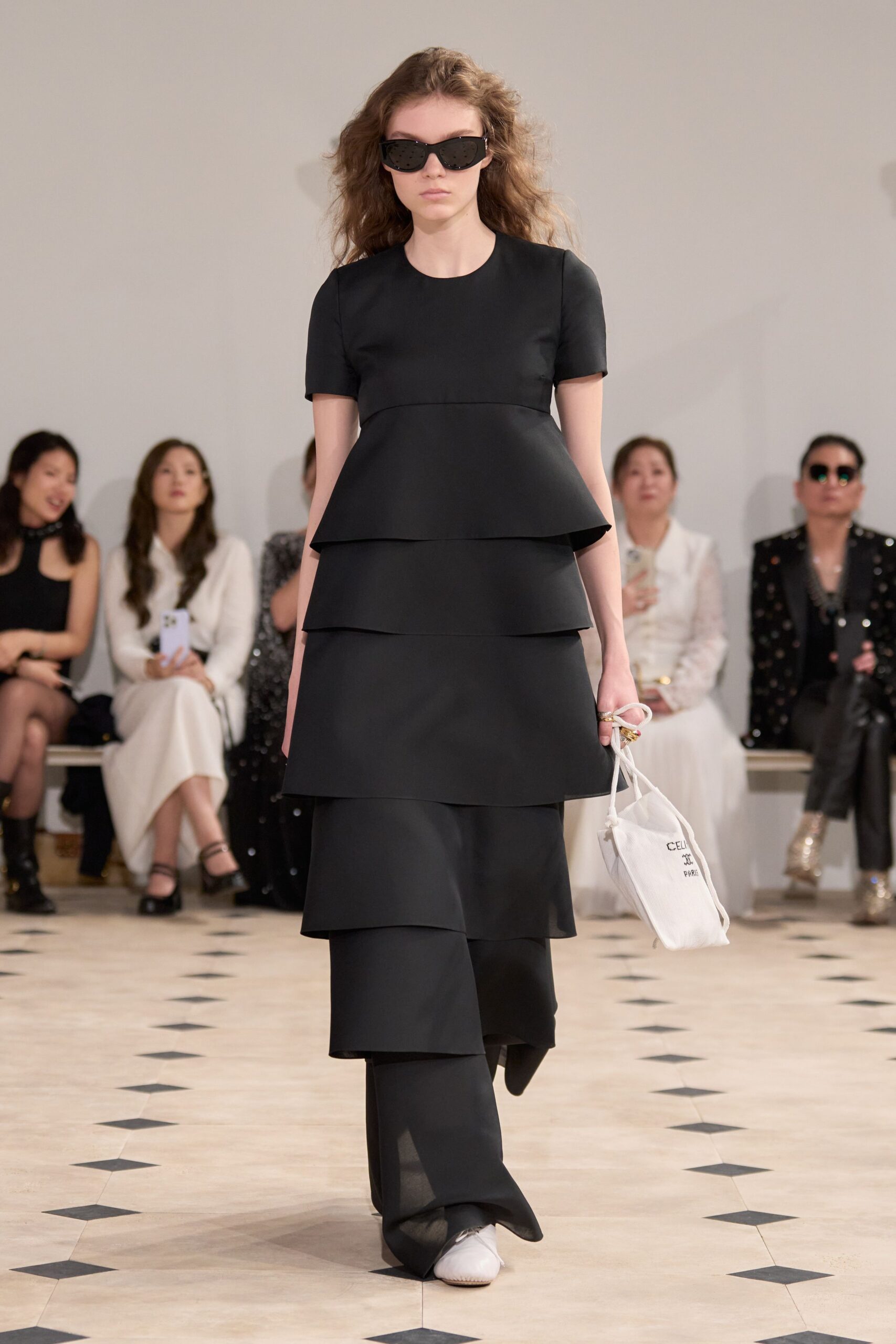 black layered dress with pants