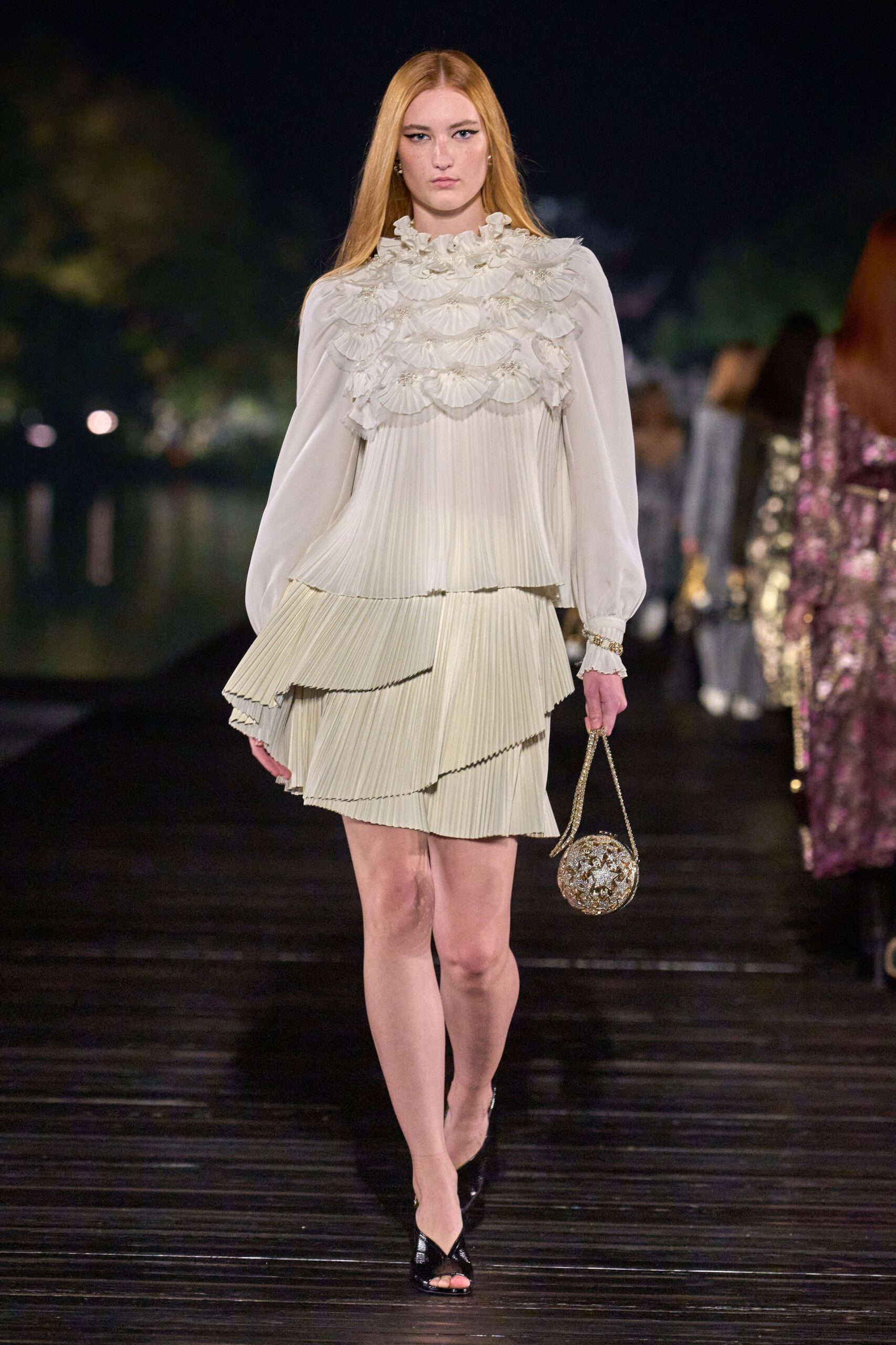 white pleated mini dress