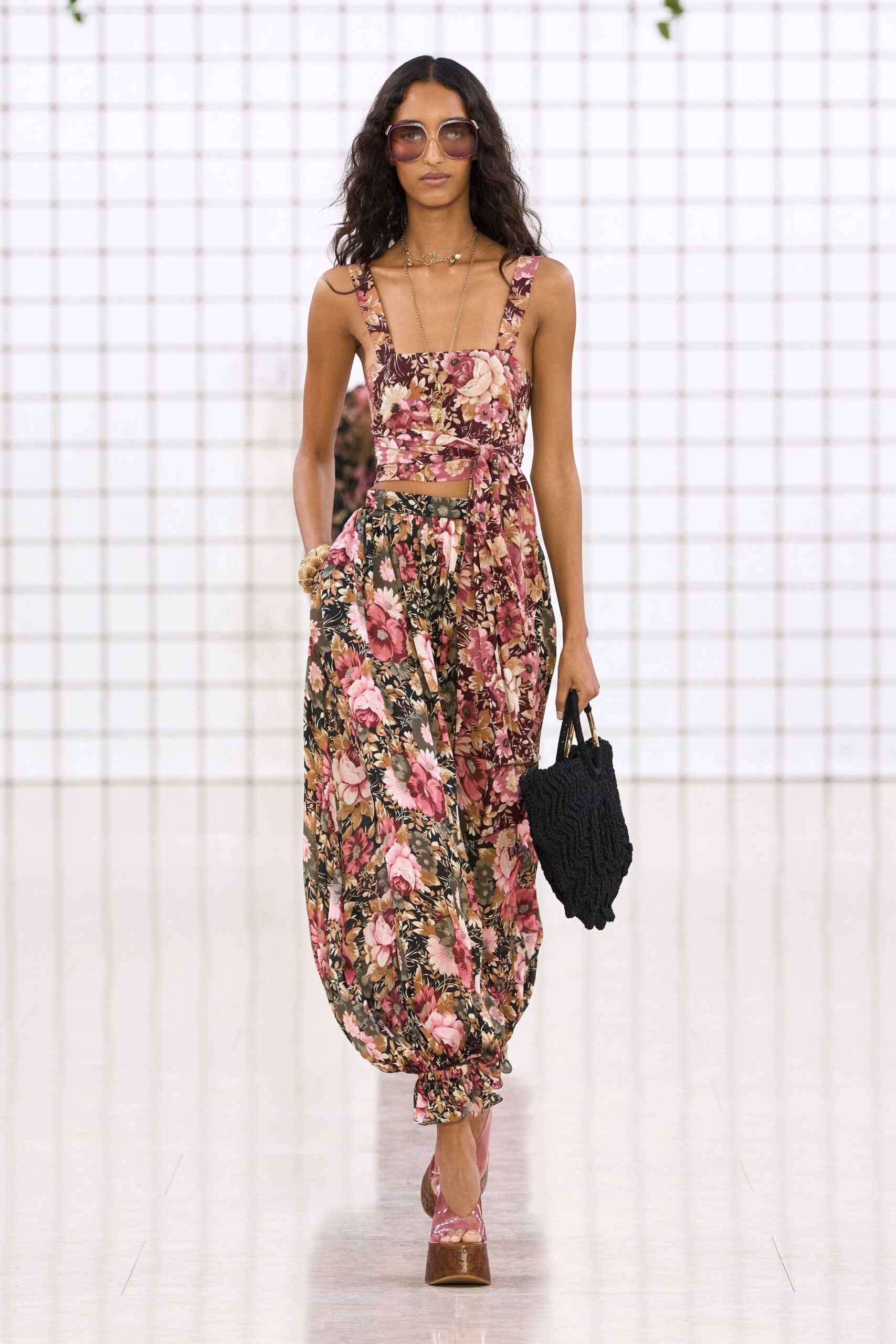 pink cotton relaxed flared pants