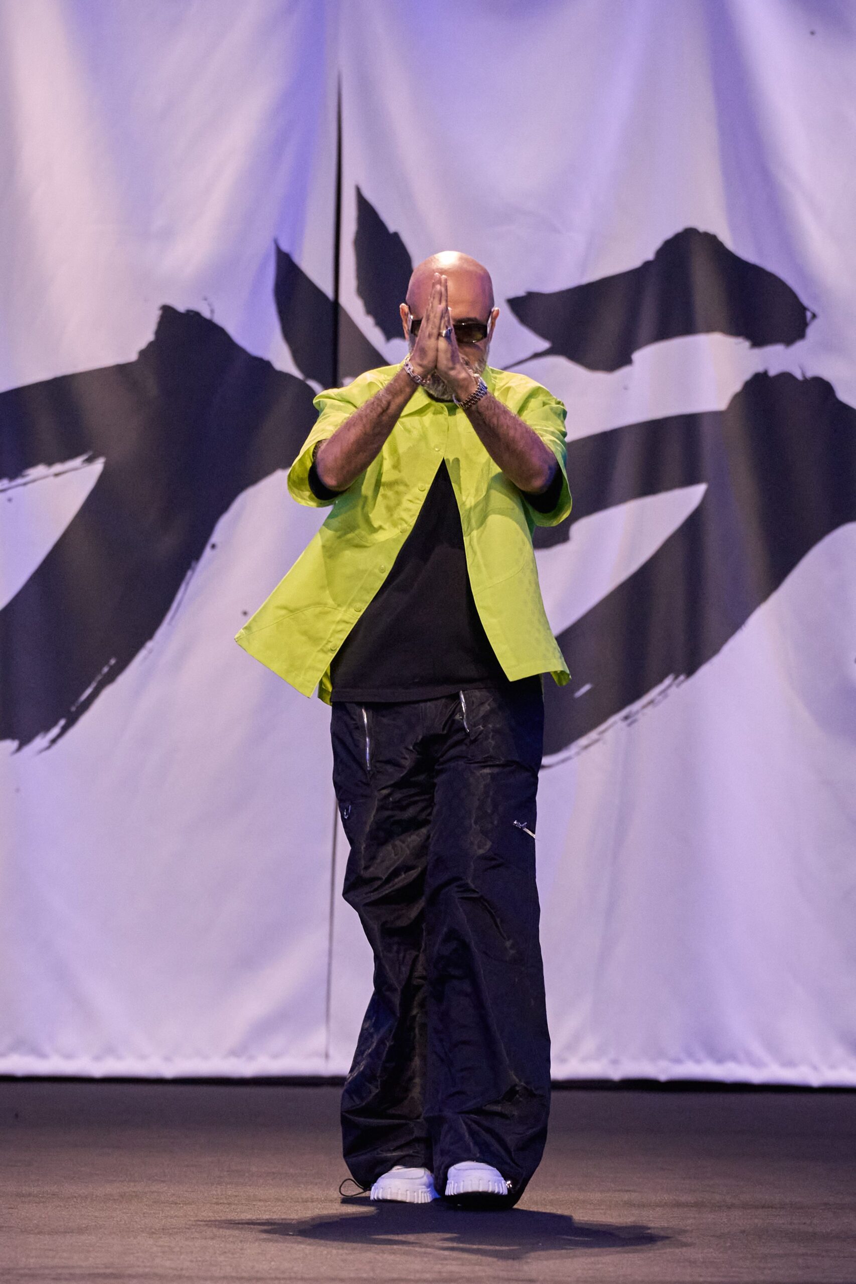 neon green jacket with black t-shirt