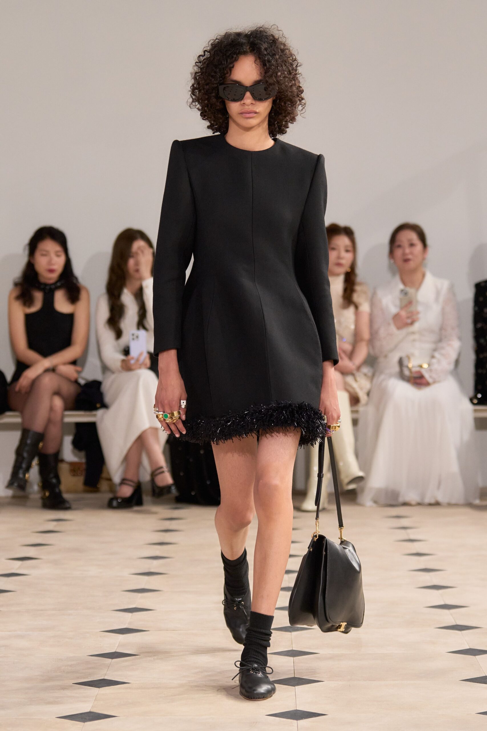 black mini dress with accessories