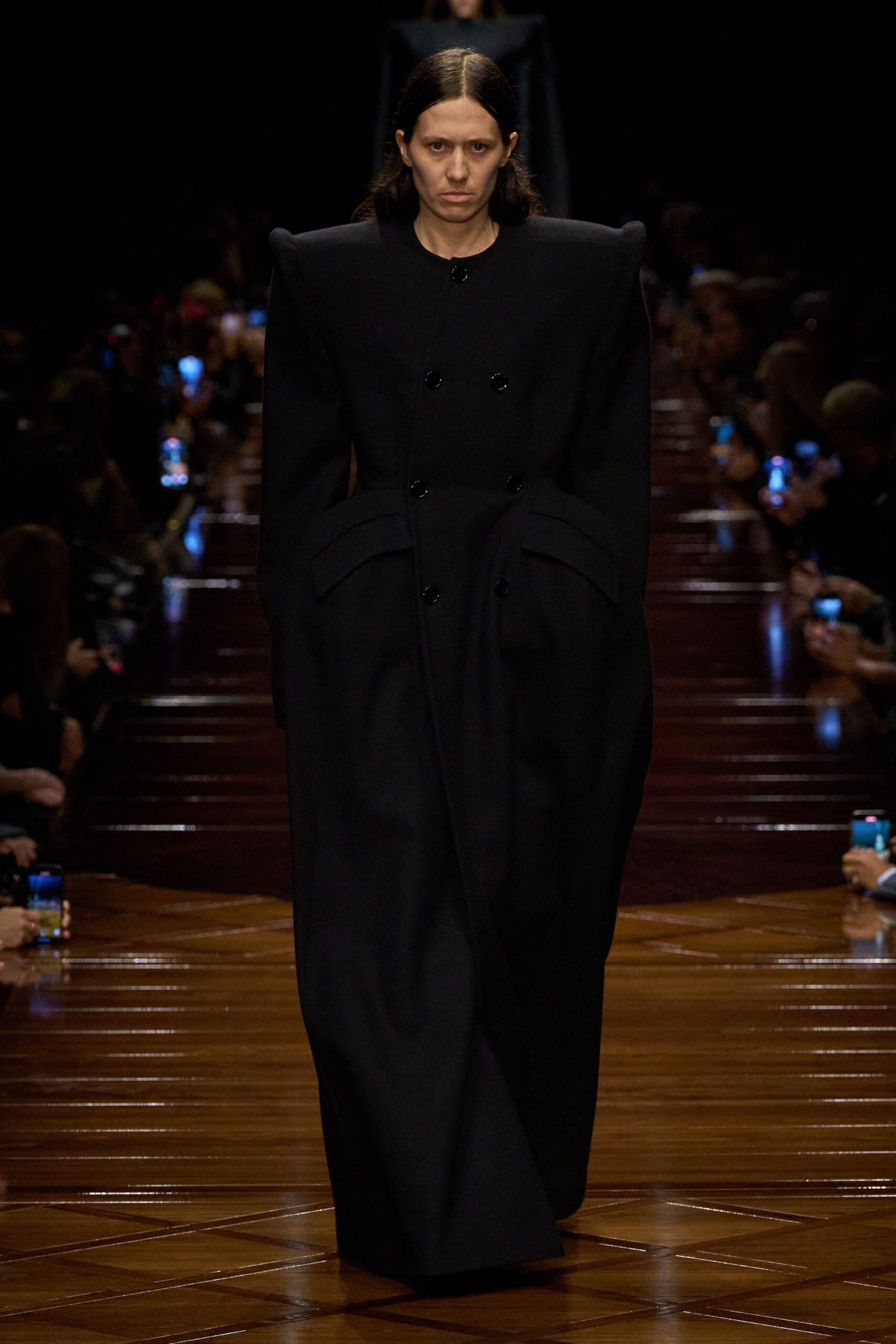 black wool structured coat