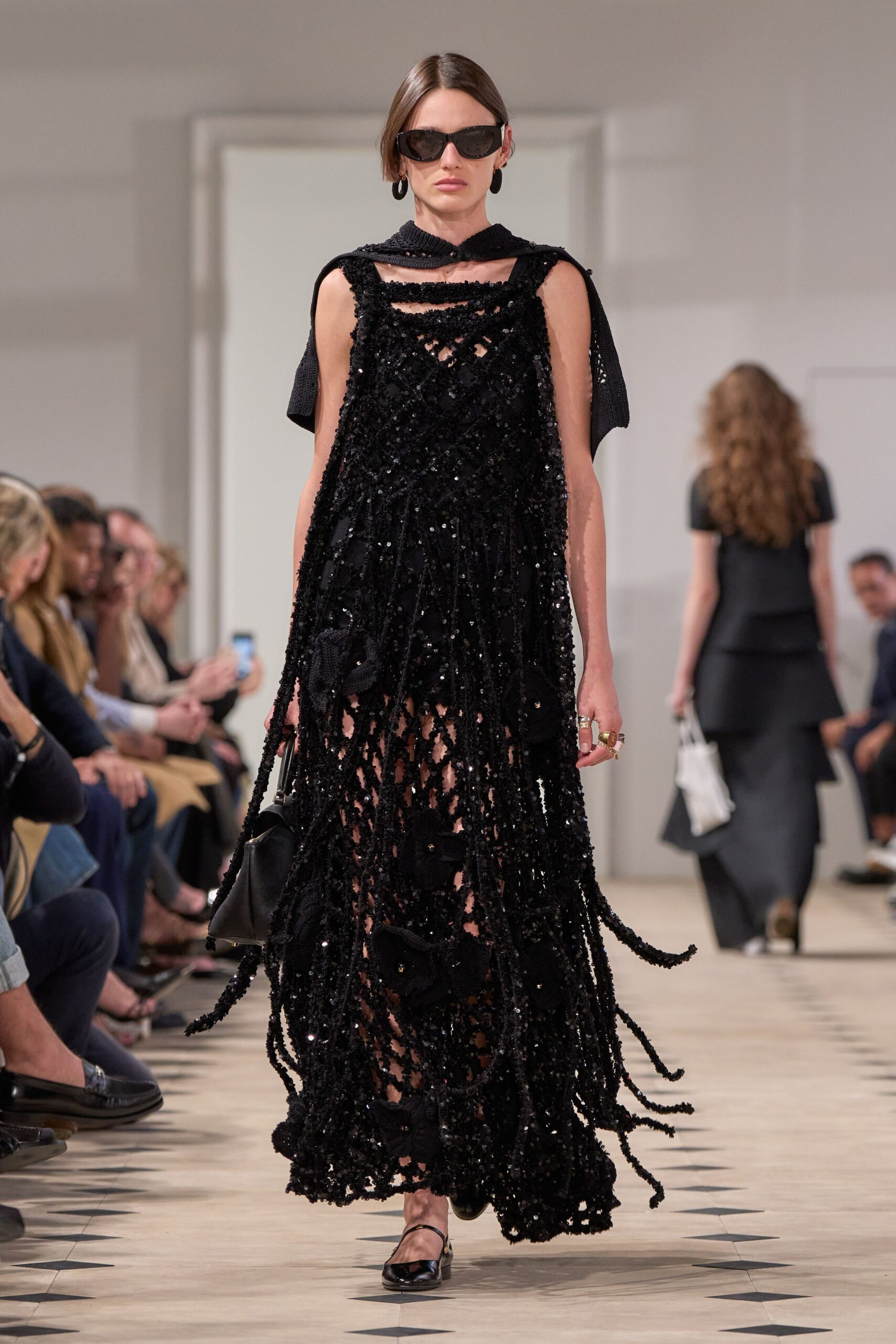 black sequined maxi dress