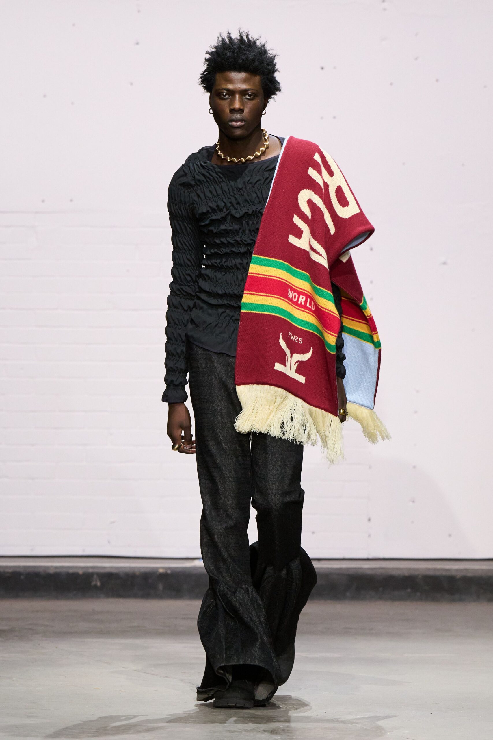 black fitted top and flared pants