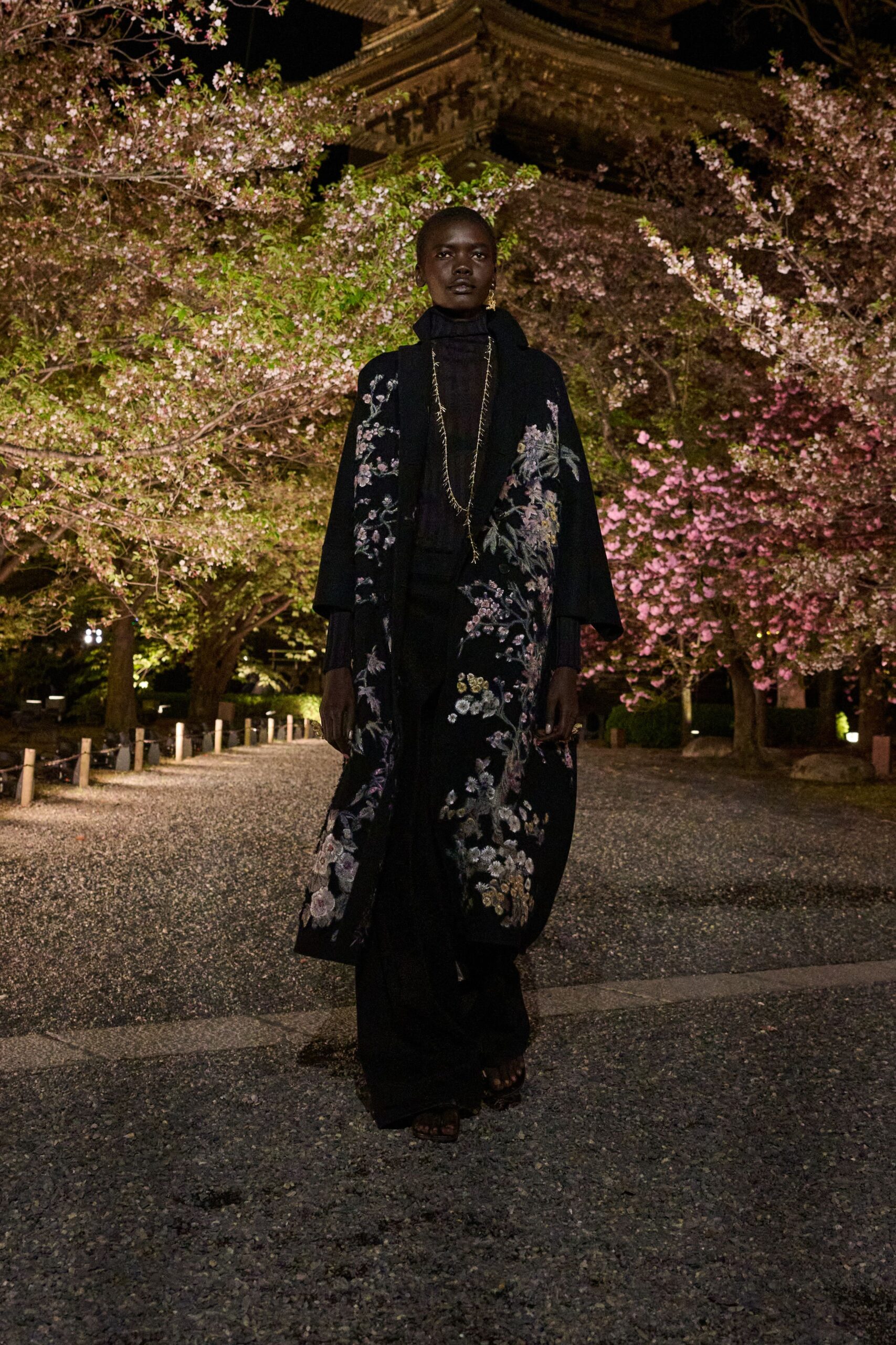 black embroidered coat with pants
