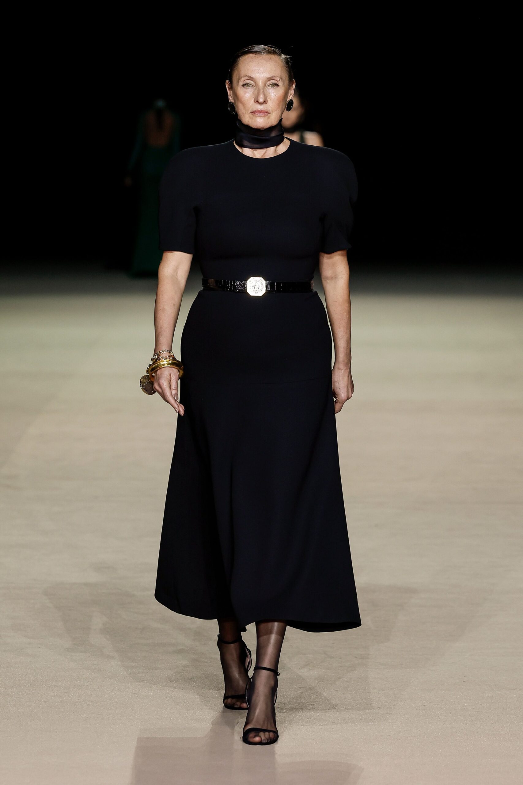 black fitted midi dress