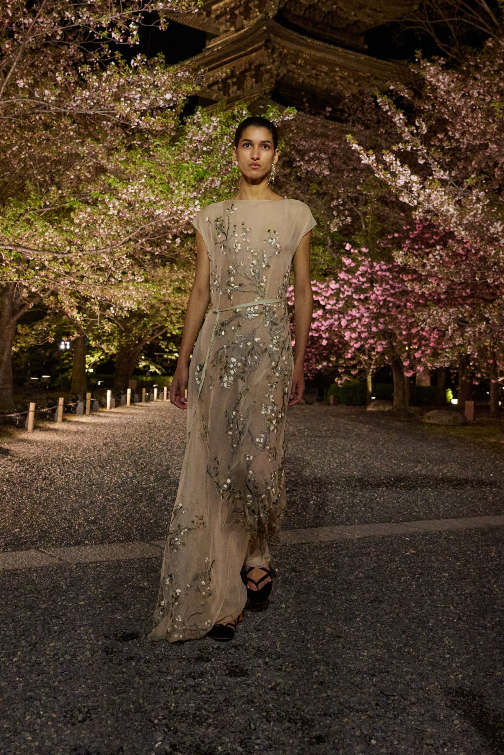 beige embroidered maxi gown