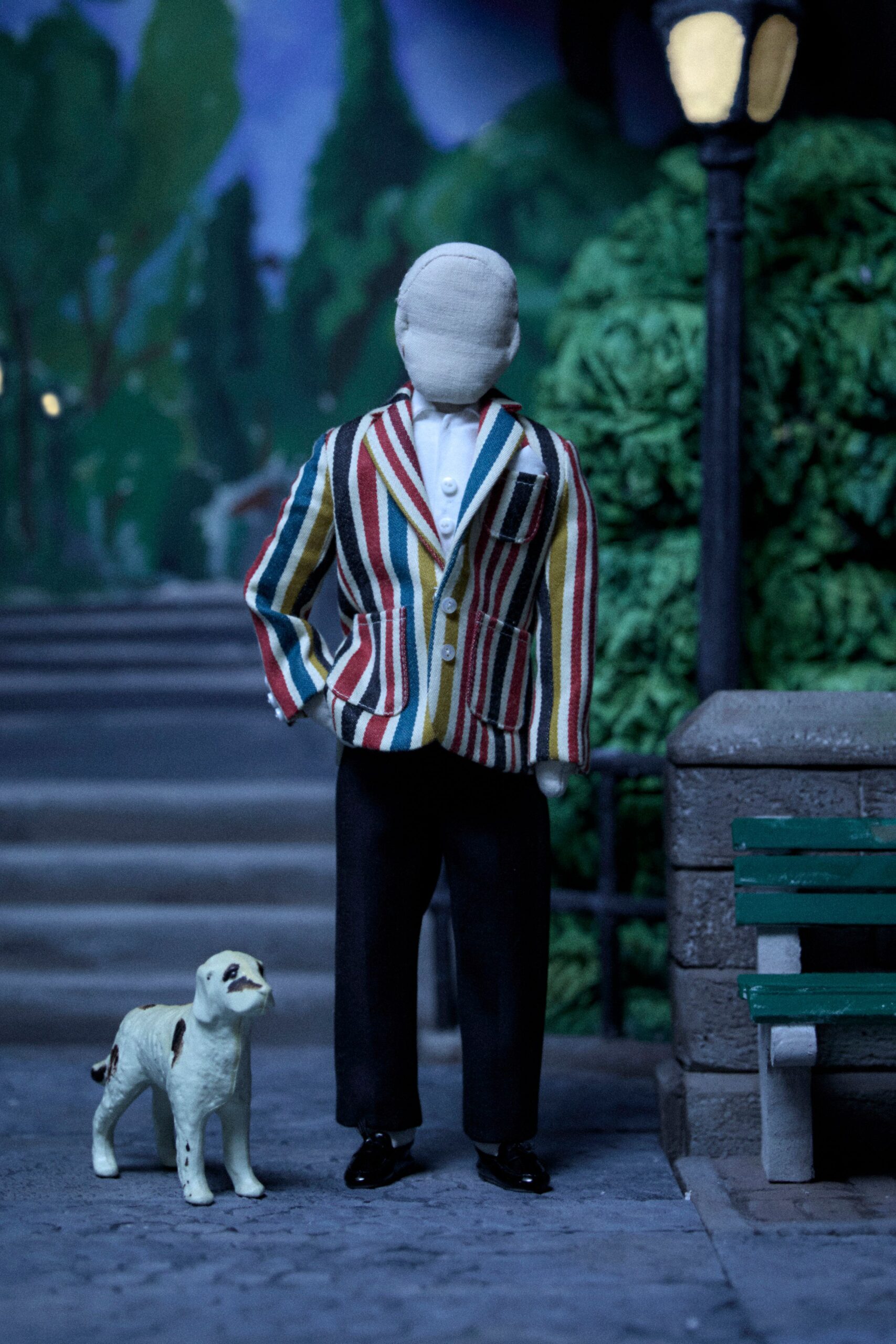multi cotton long-sleeve collared structured striped blazer