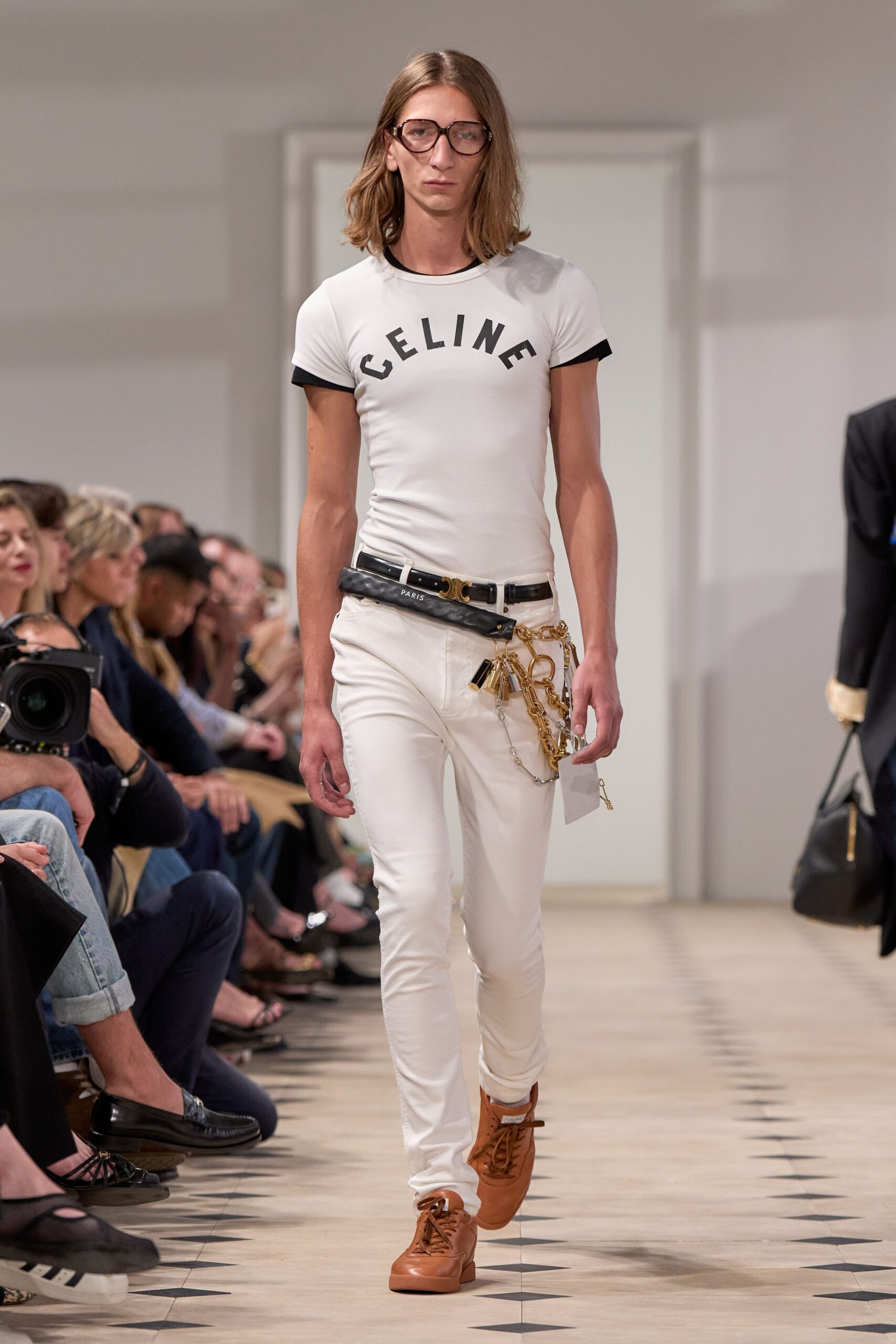 white printed t-shirt with pants