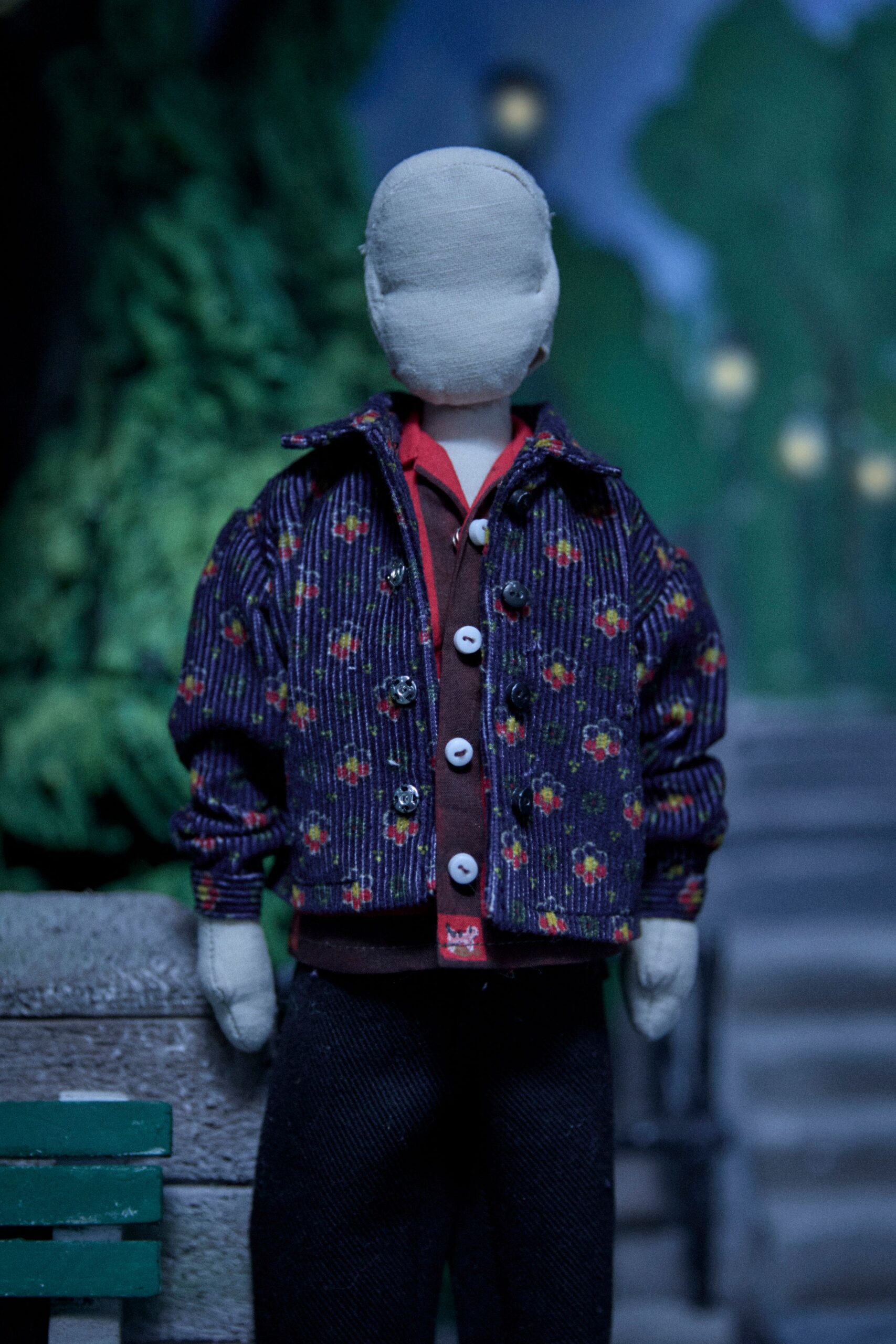 purple cotton long-sleeve collared relaxed floral buttoned jacket
