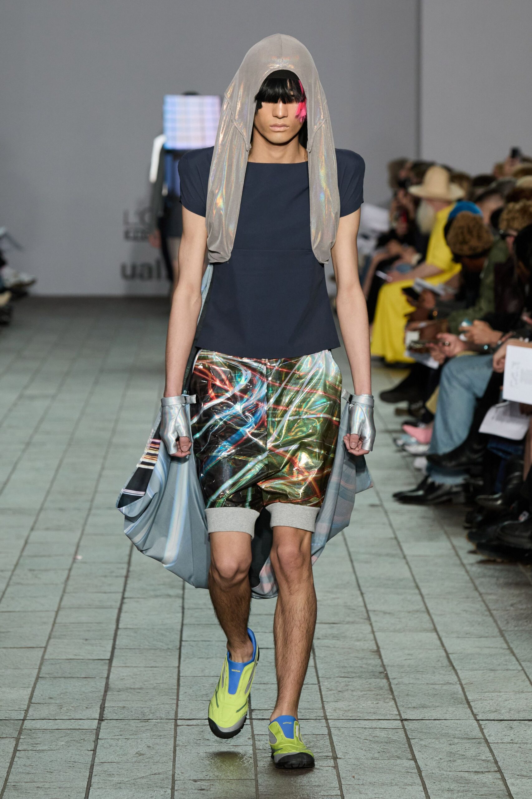 gray silk hooded hat