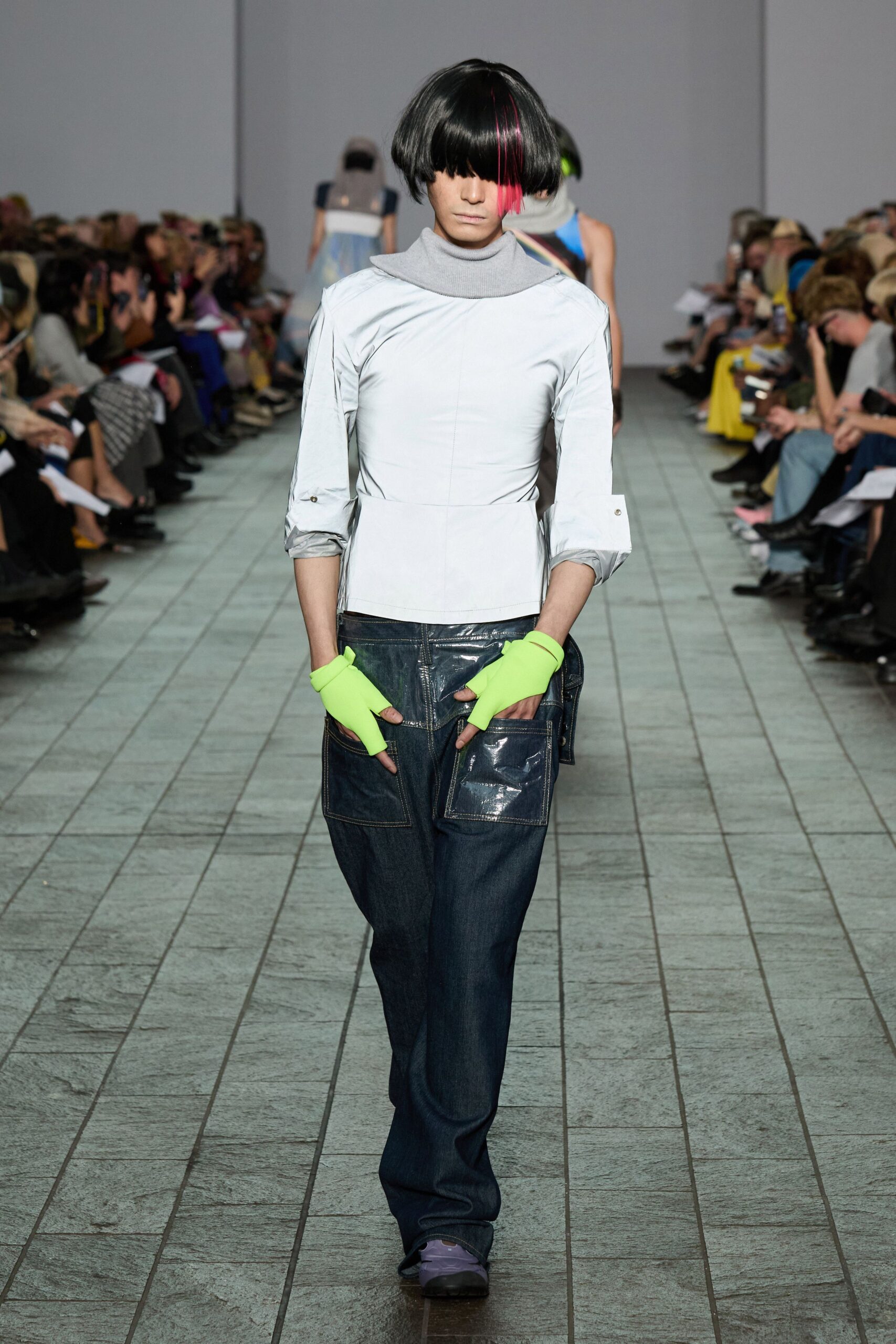 blue denim relaxed cargo pants