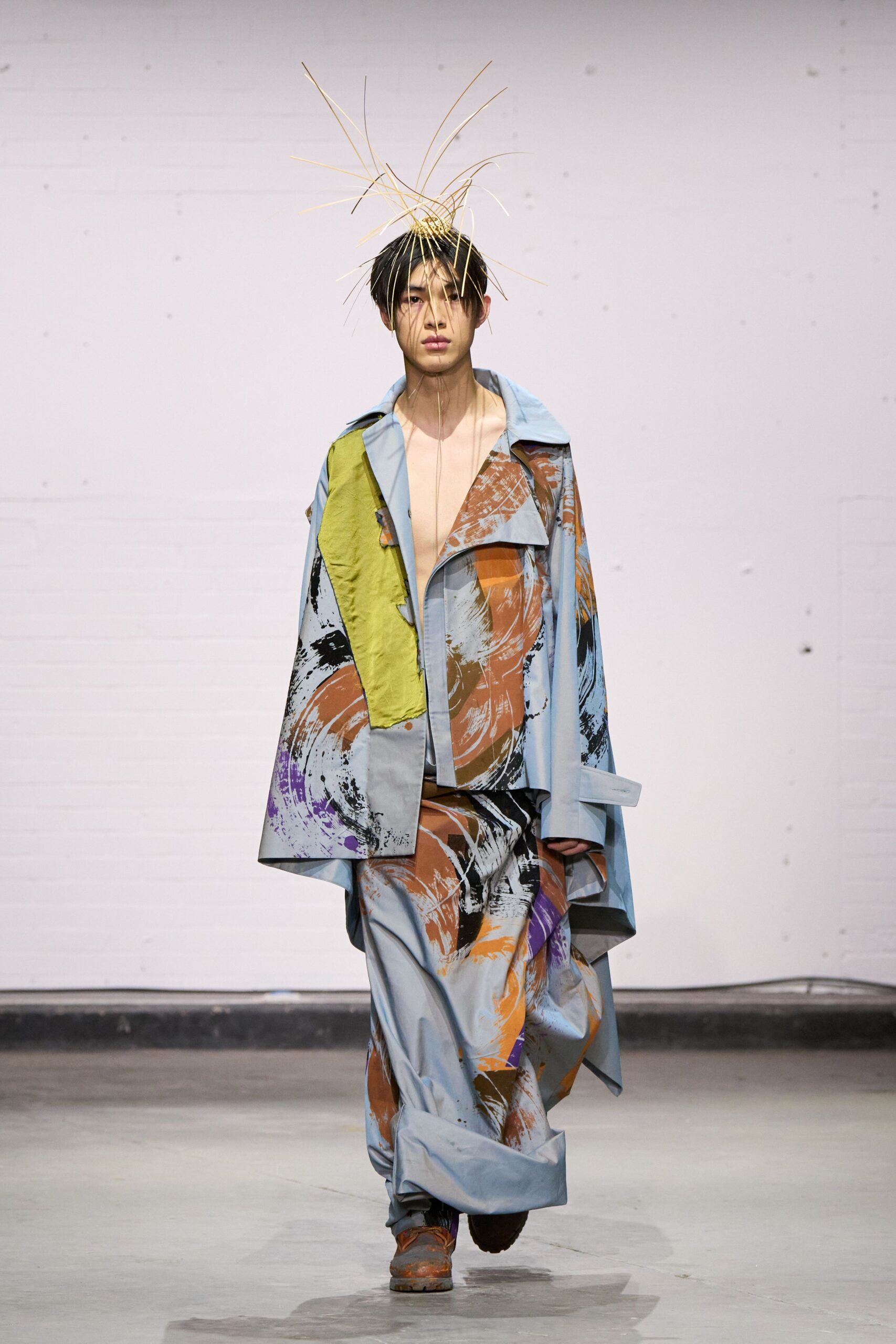 colorful printed coat and skirt