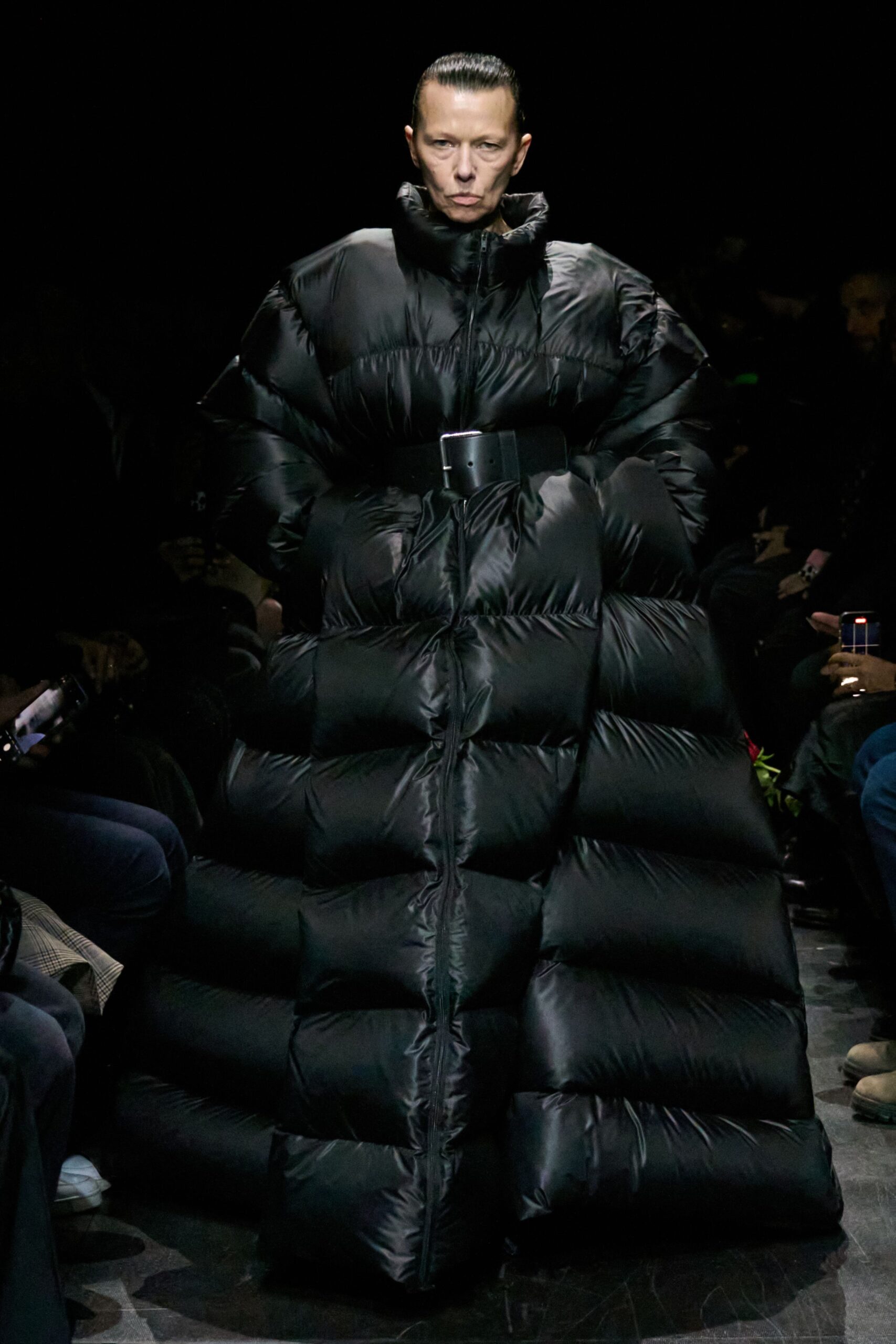 black oversized padded coat
