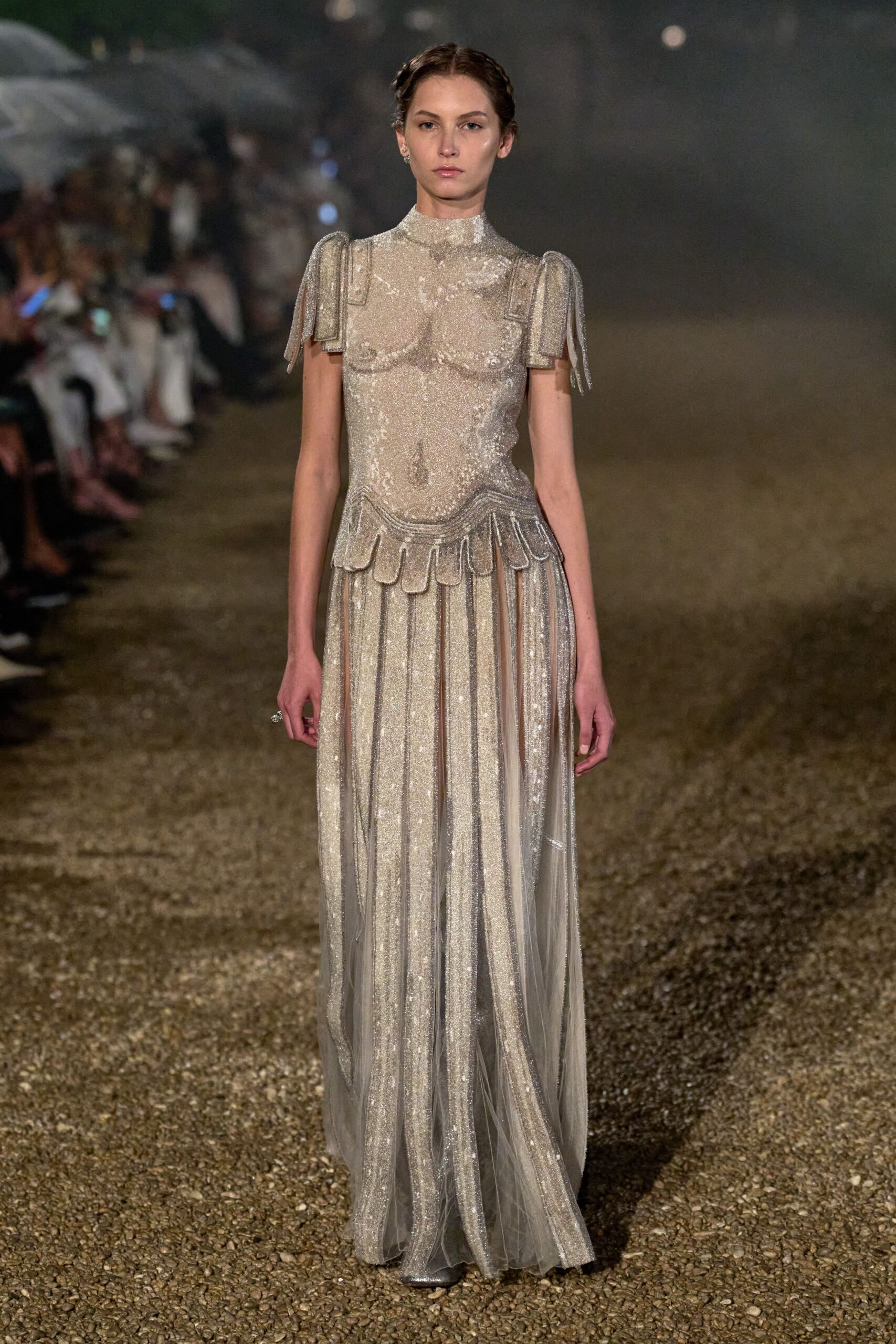 gold embellished sleeveless gown