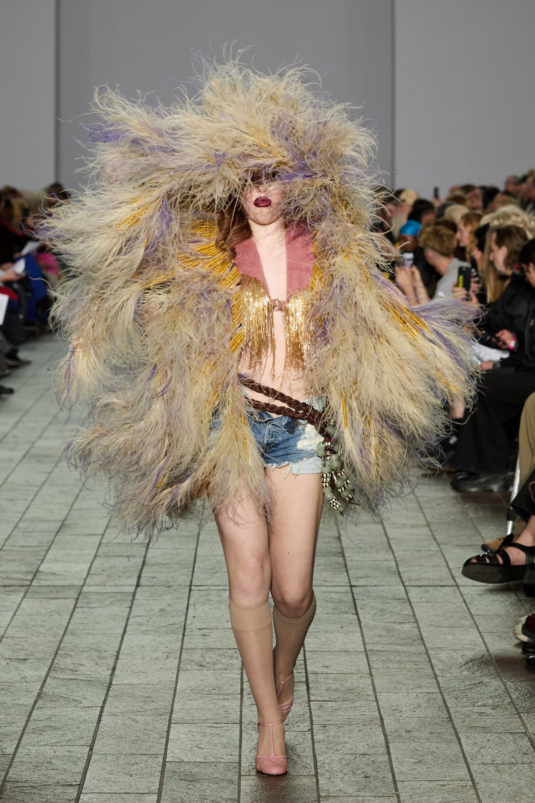 multi fur relaxed fringed jacket