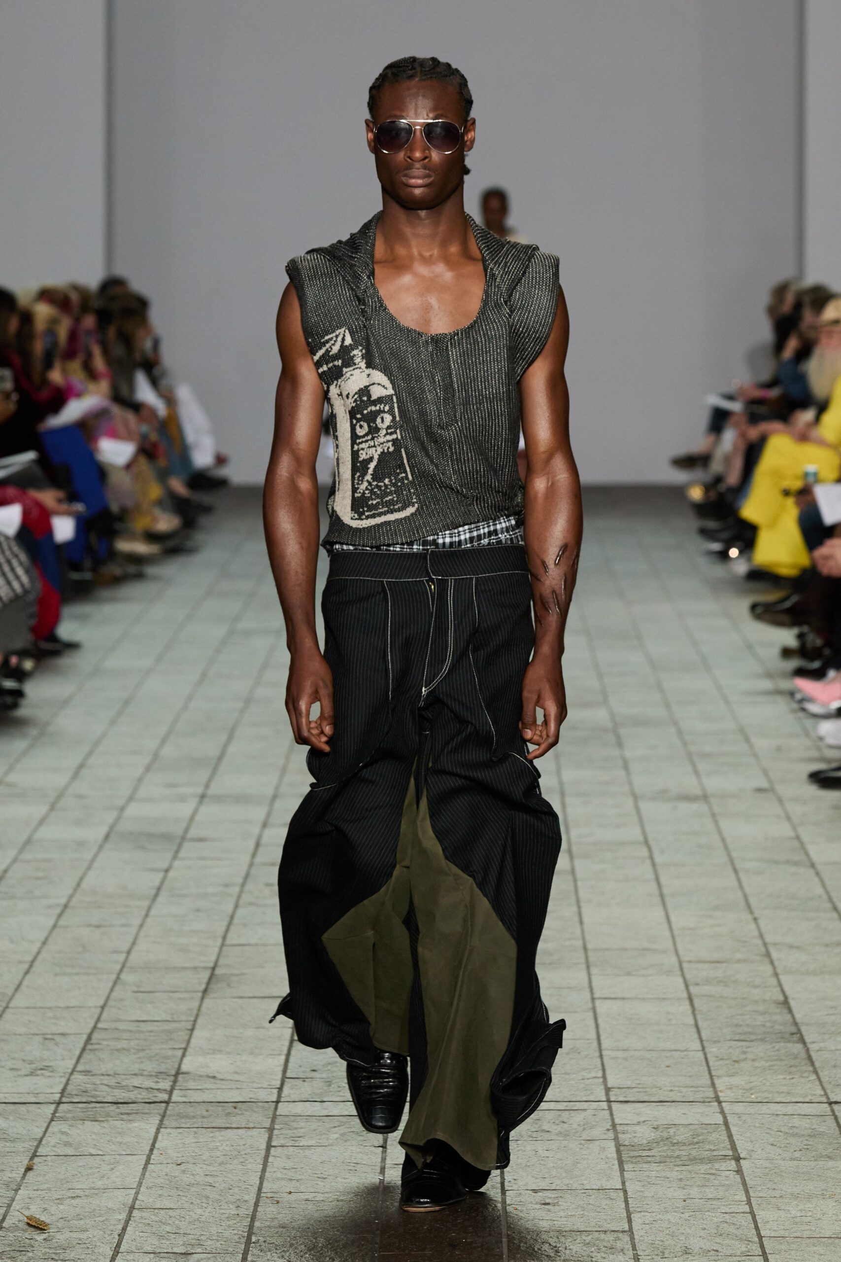 black and green relaxed pants