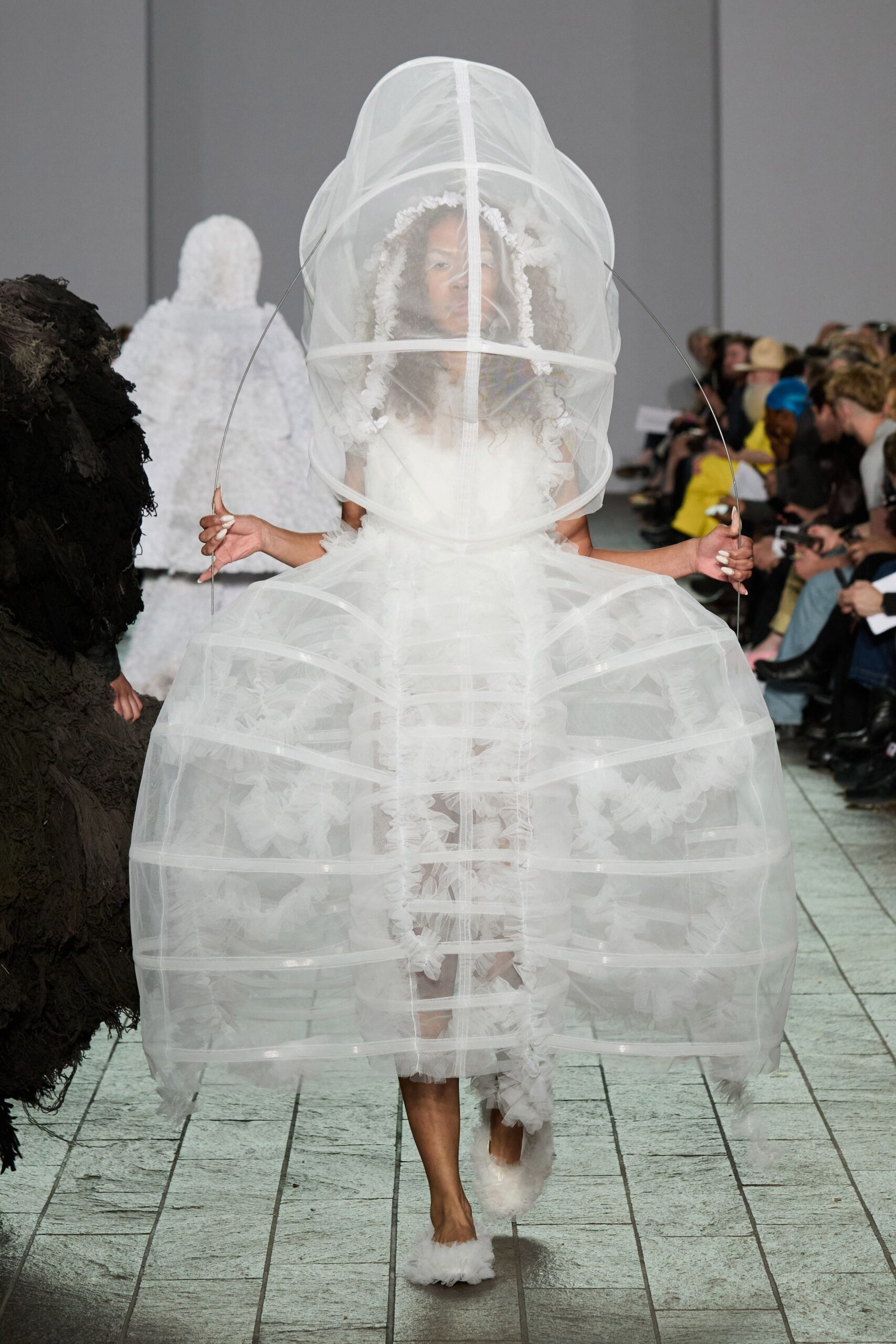 white sheer layered dress