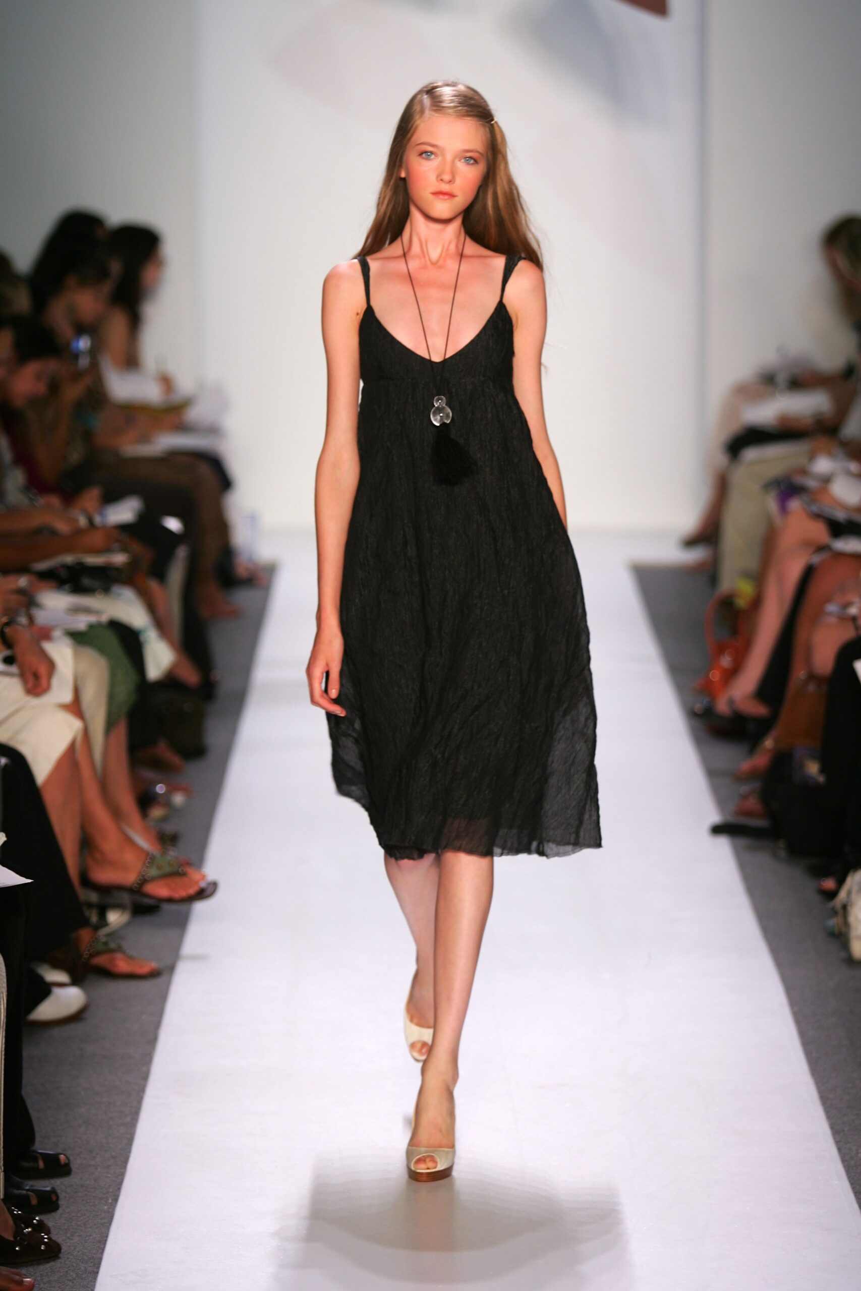 black chiffon spaghetti-strap low-cut draped sheer flowing midi-dress