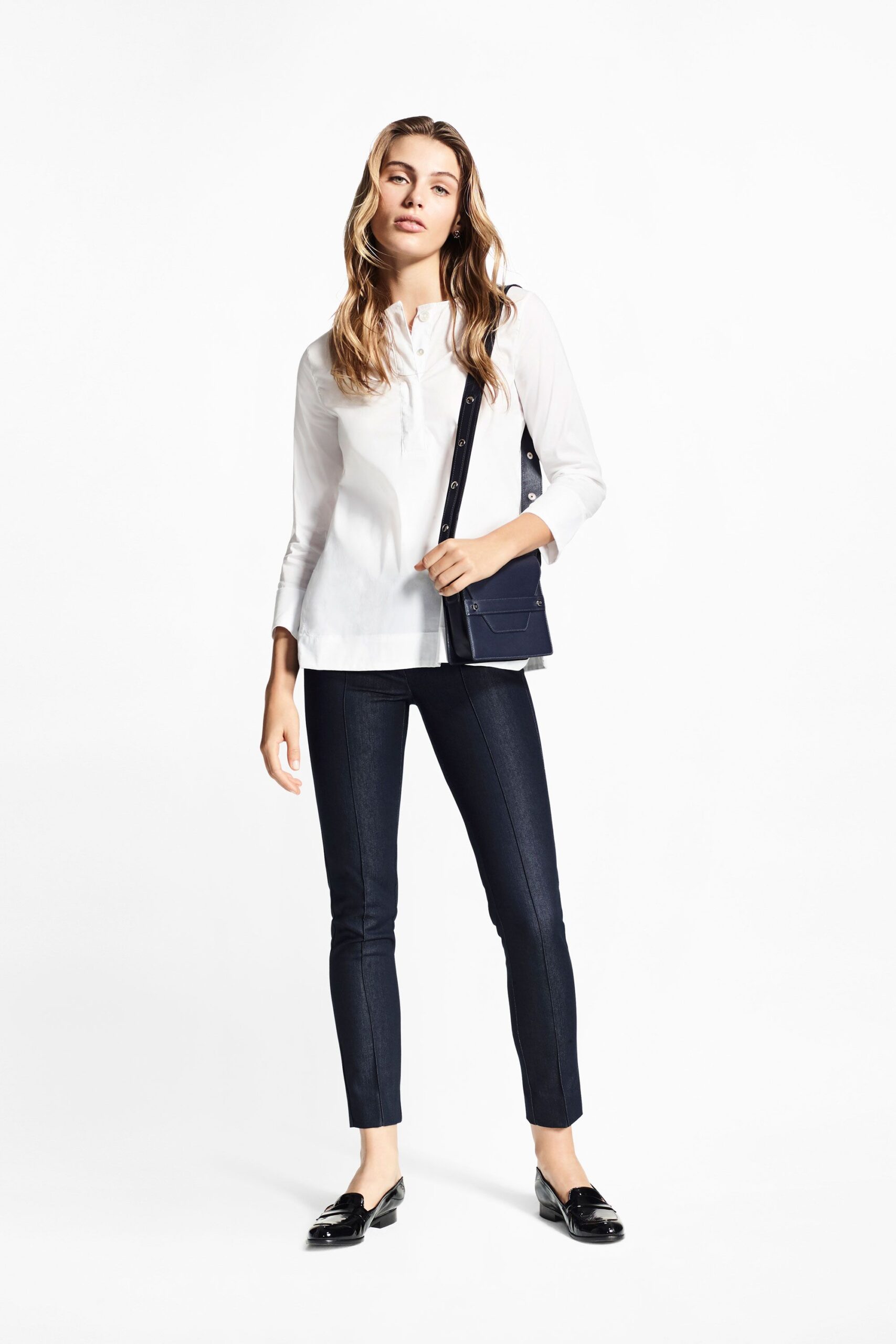 white collared tunic shirt