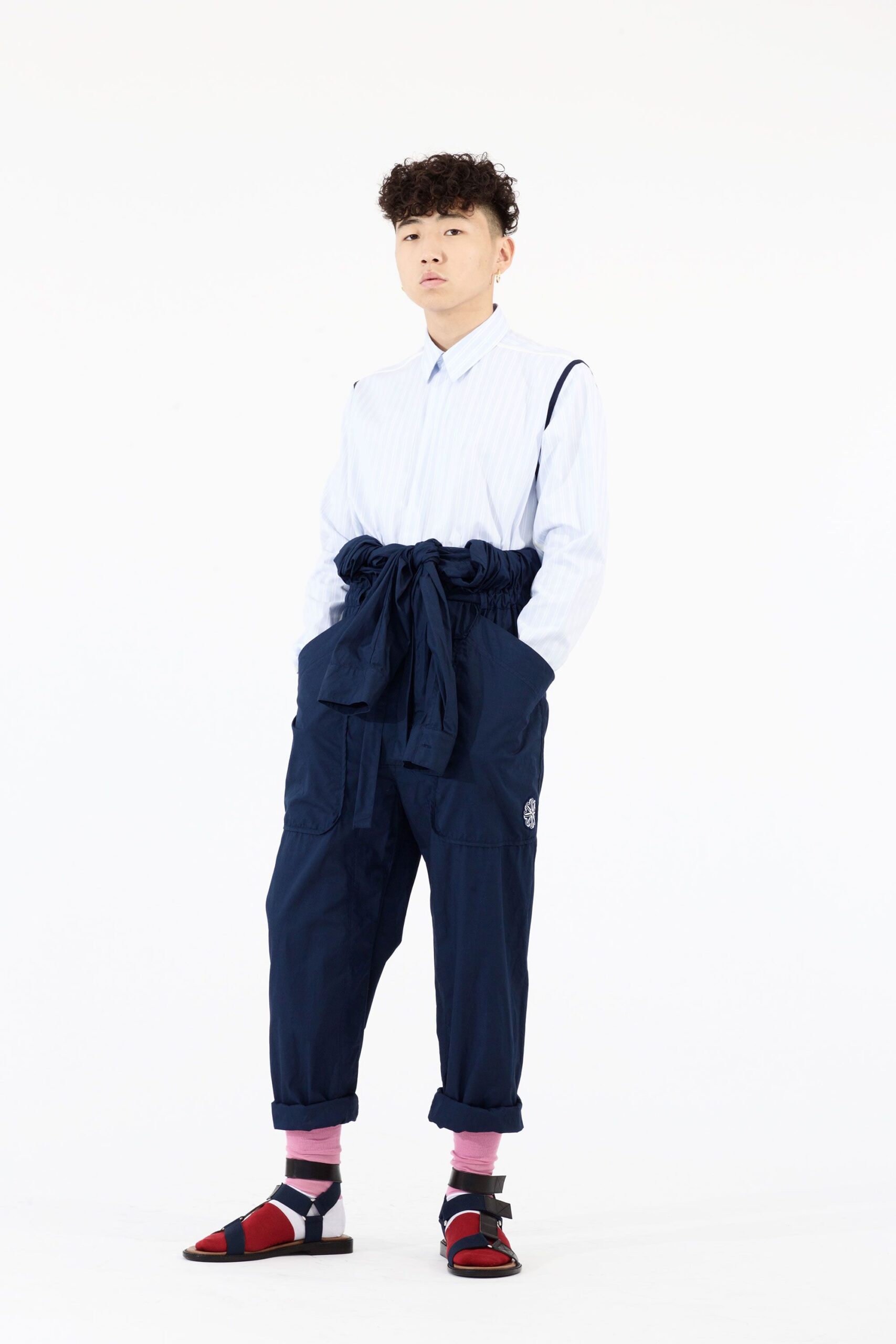 blue cotton layered knotted belt
