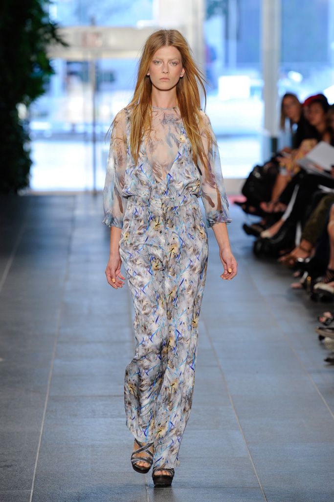 printed sheer chiffon jumpsuit