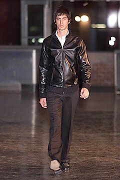 black leather zip-front jacket