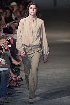 beige long-sleeve blouse